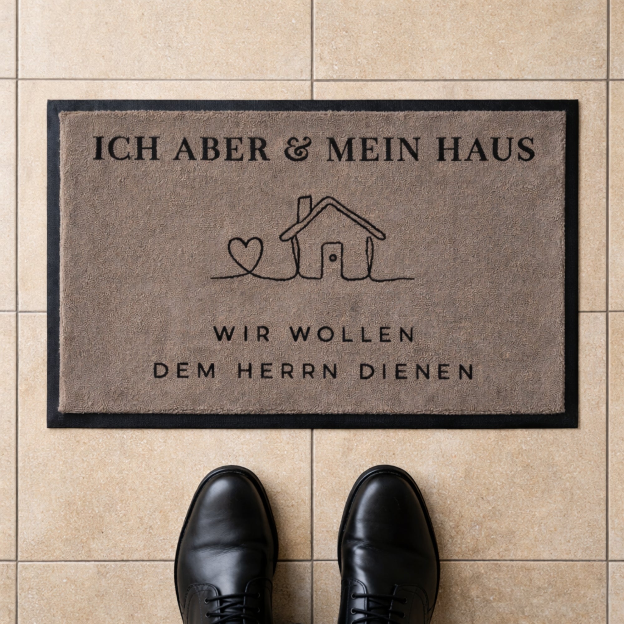 Waschbare Fußmatte "Ich aber und mein Haus" 60 x 40 cm
