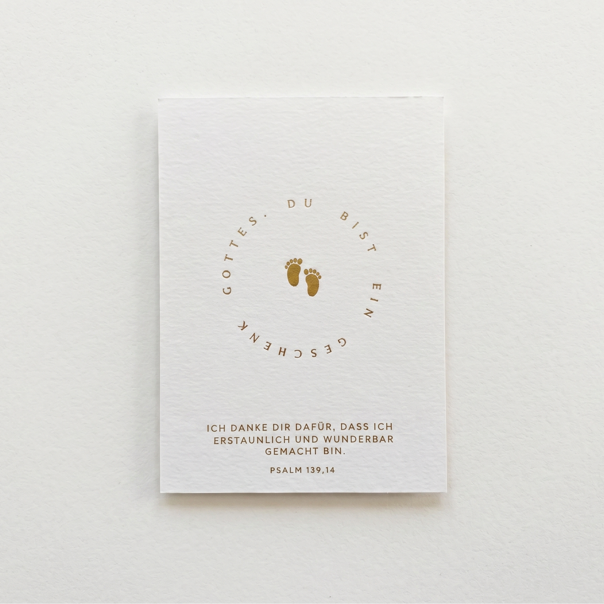 Geburtskarte "Du bist ein Geschenk Gottes" · 600gsm Baumwollpapier mit Goldprägung