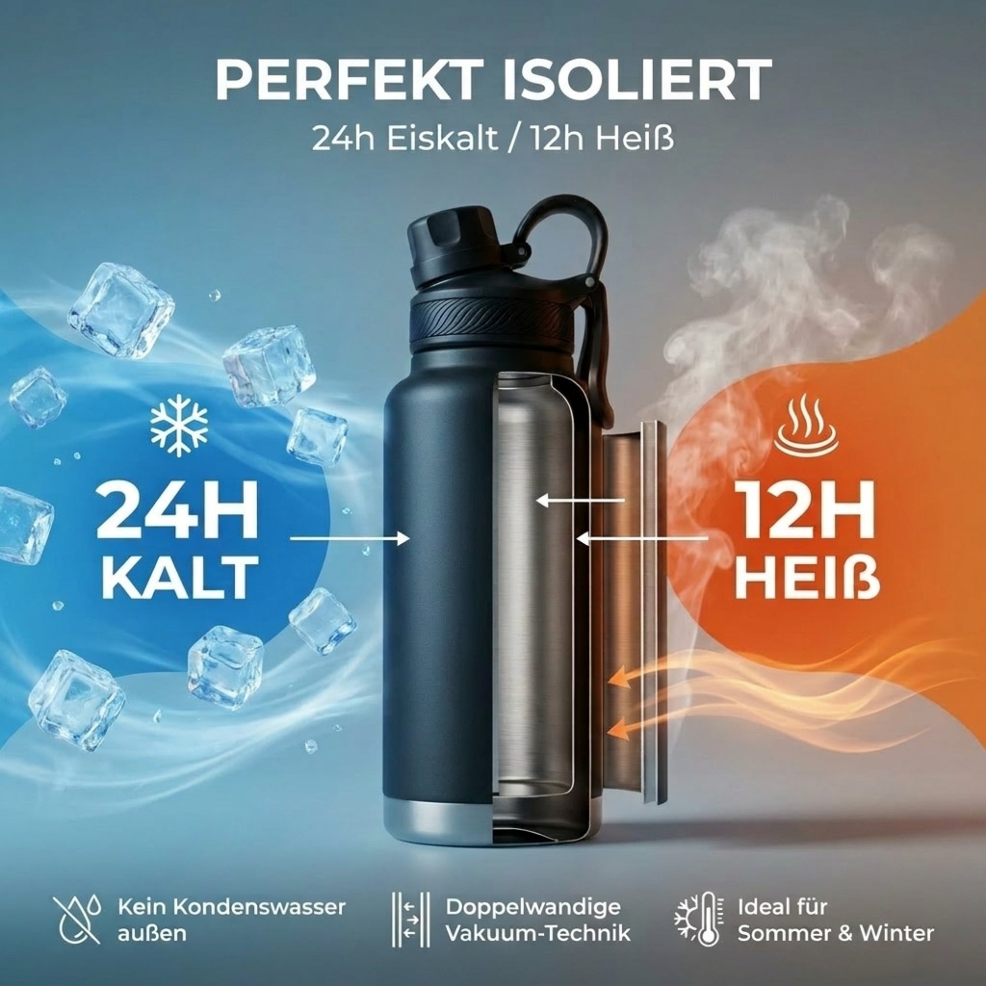 Edelstahlflasche 940 ml · Doppelwand · "Soli Deo Gloria" · Gravur