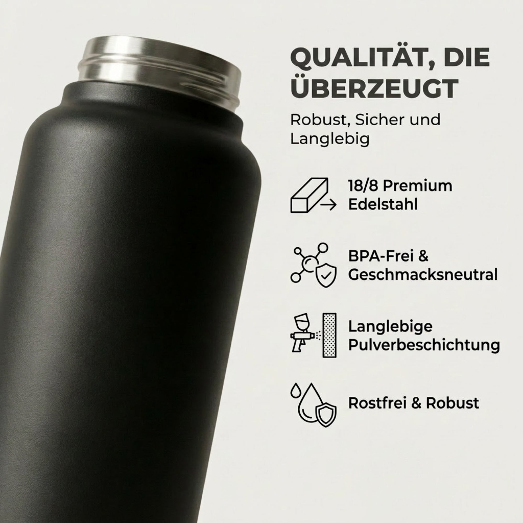 Edelstahlflasche 940 ml · Doppelwand · "Soli Deo Gloria" · Gravur