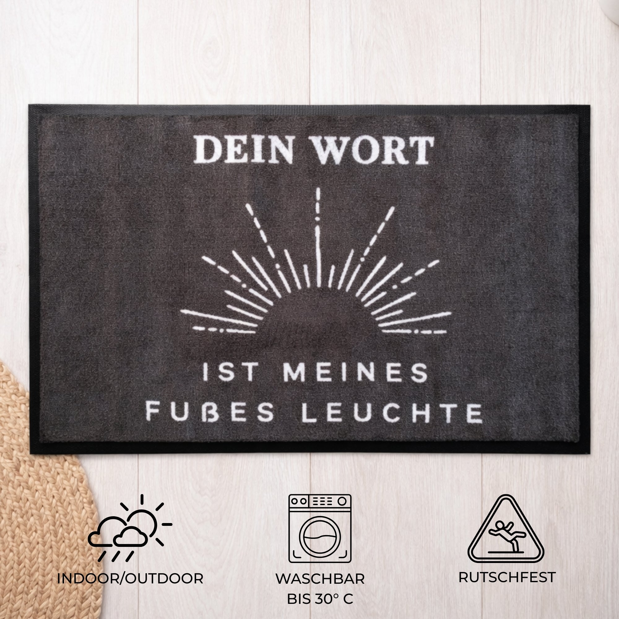 Waschbare Fußmatte "Meines Fußes Leuchte" 60 x 40 cm