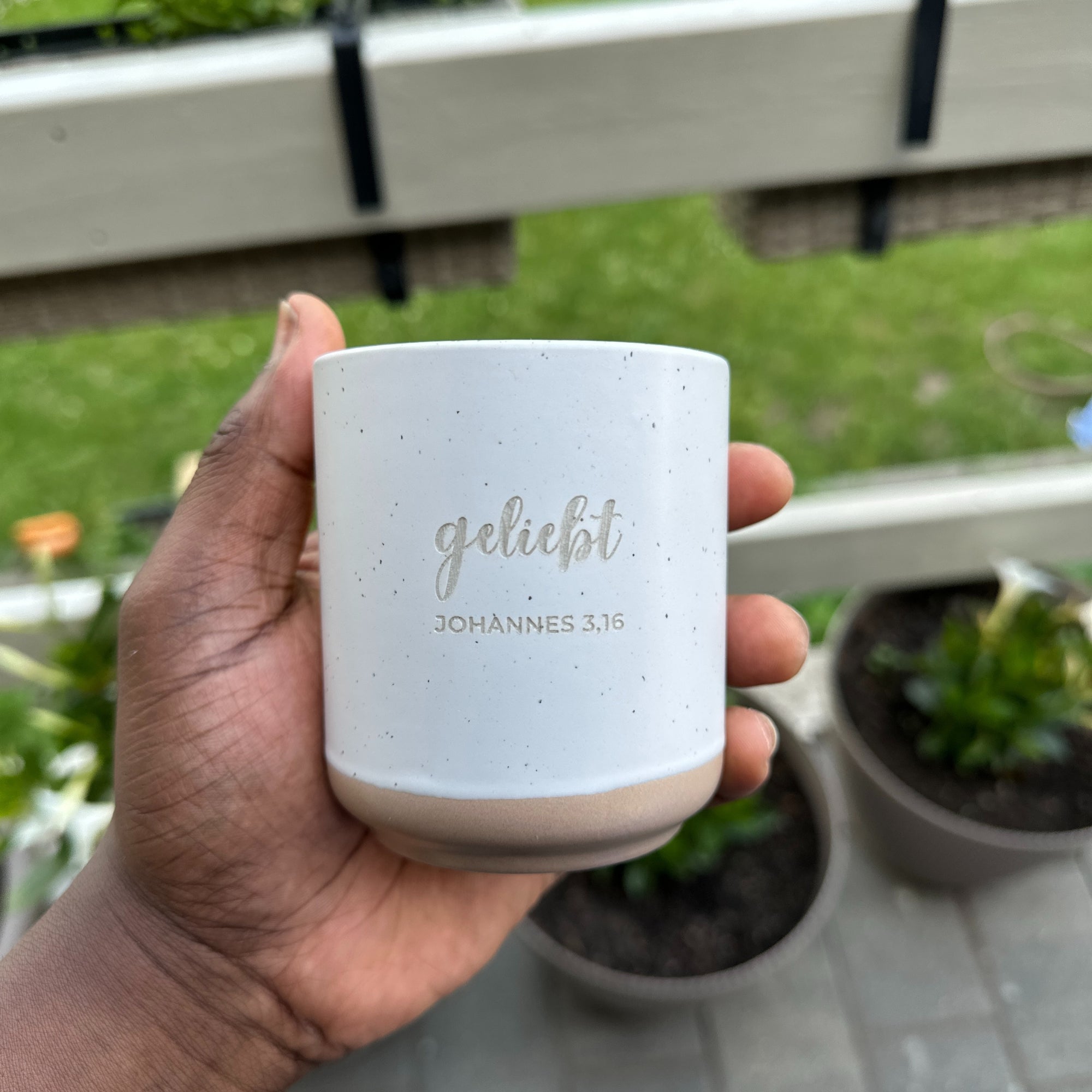 Becher 2er Set "Geliebt/Gesegnet"・je 280ml・Graviert・Handmade | SLIM-SANDY