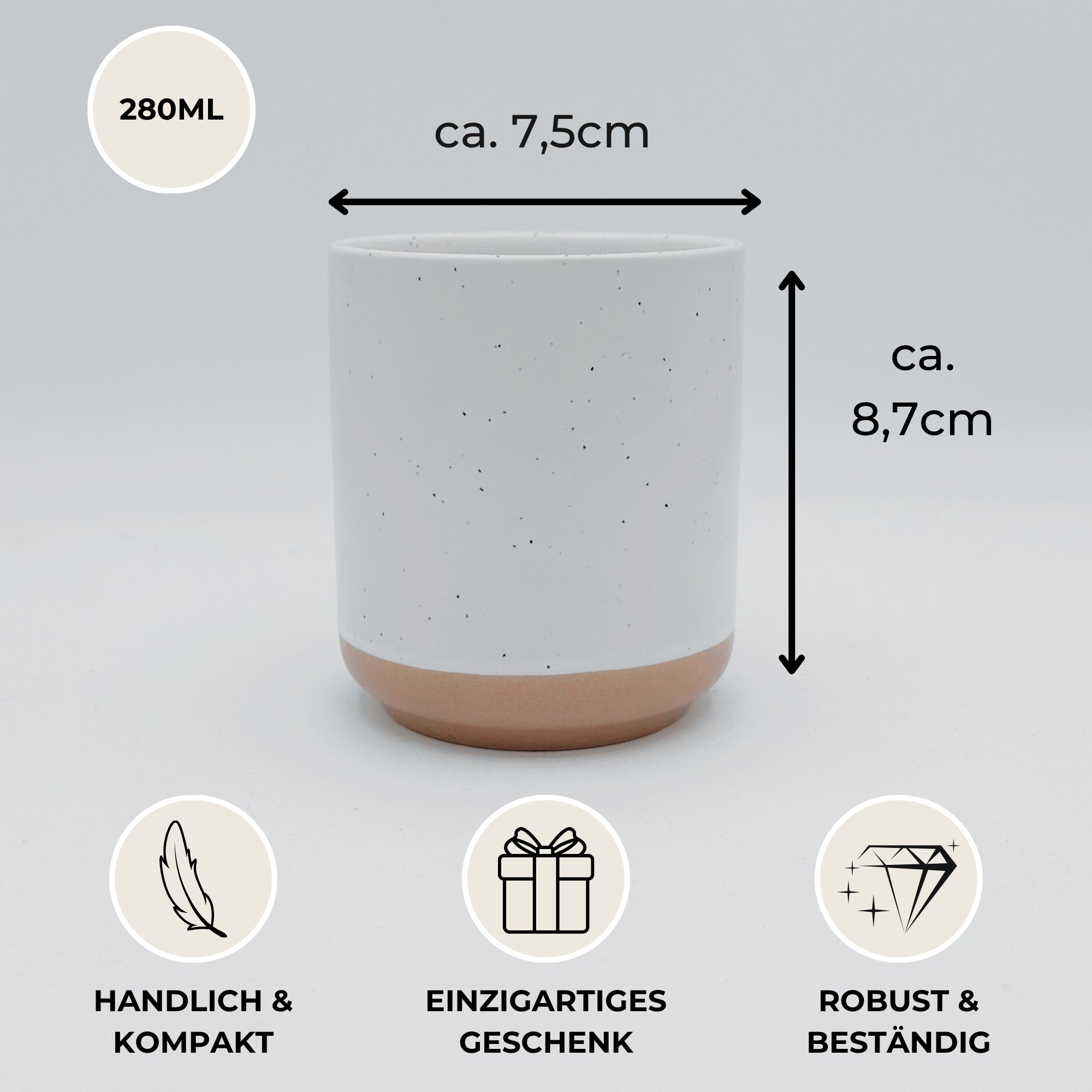 Steingut-Becher "Seine Gnade"・280ml・Graviert ・Handmade | SLIM-SANDY