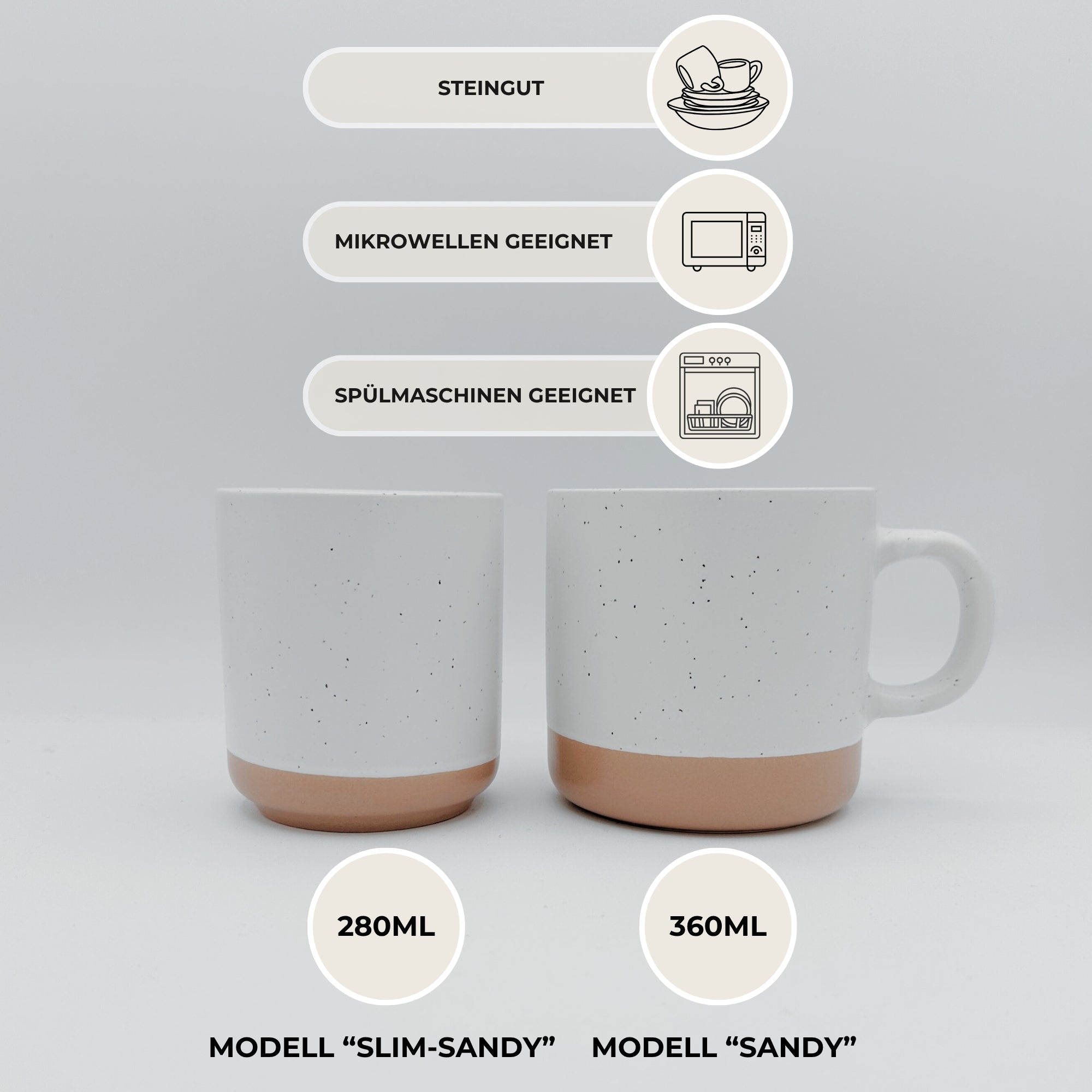 Becher 2er Set "Geliebt/Gesegnet"・je 280ml・Graviert・Handmade | SLIM-SANDY