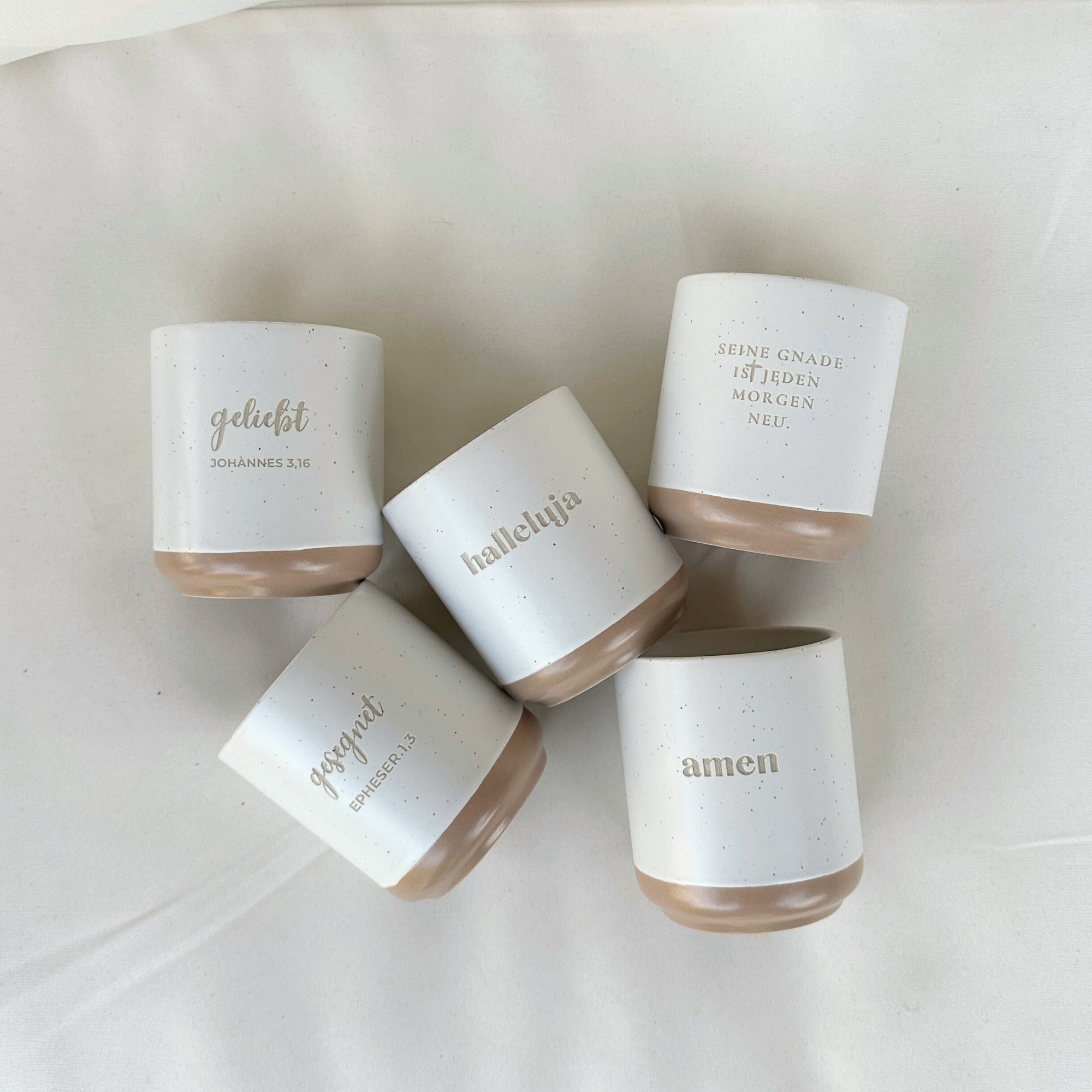 Becher 2er Set "Geliebt/Gesegnet"・je 280ml・Graviert・Handmade | SLIM-SANDY