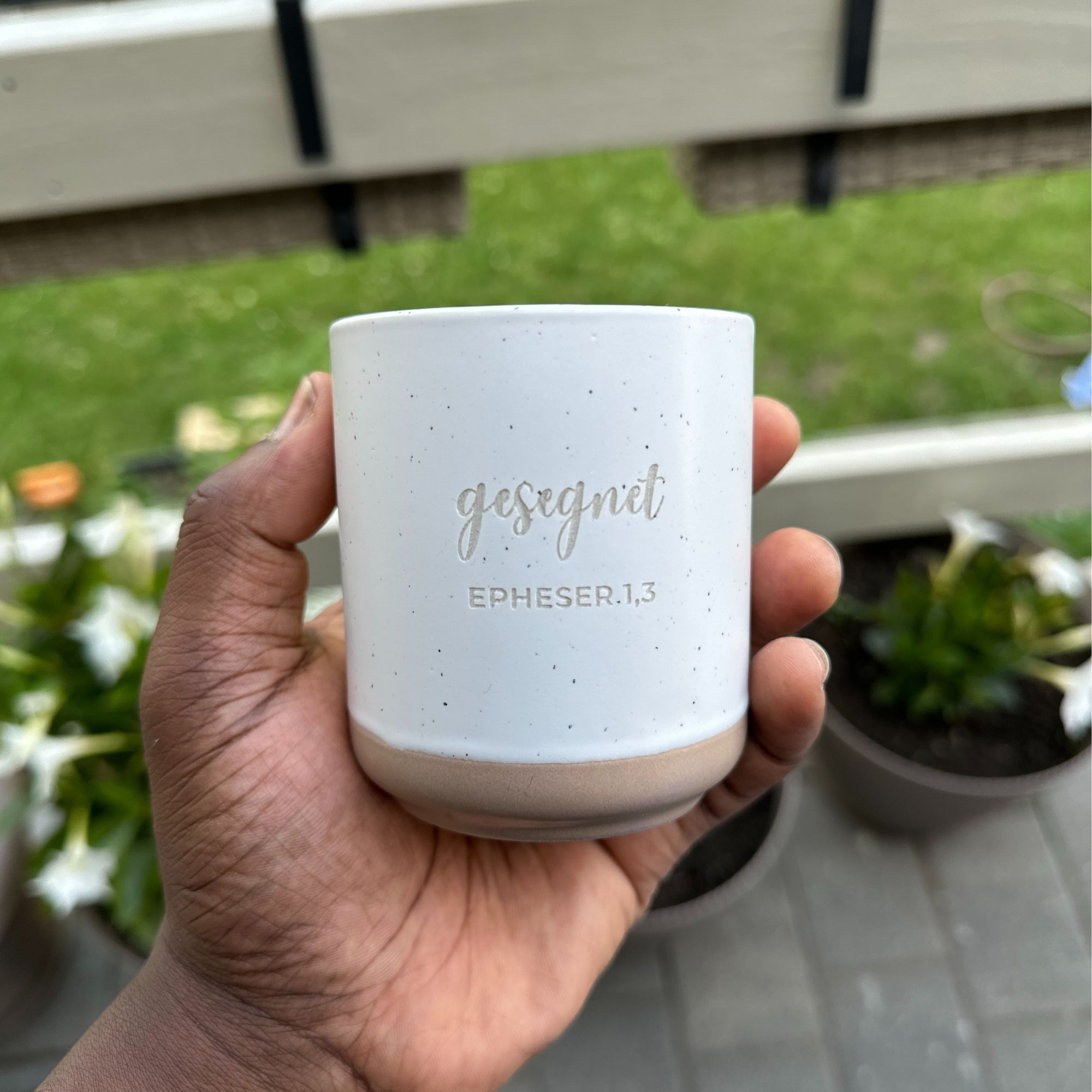 Becher 2er Set "Geliebt/Gesegnet"・je 280ml・Graviert・Handmade | SLIM-SANDY