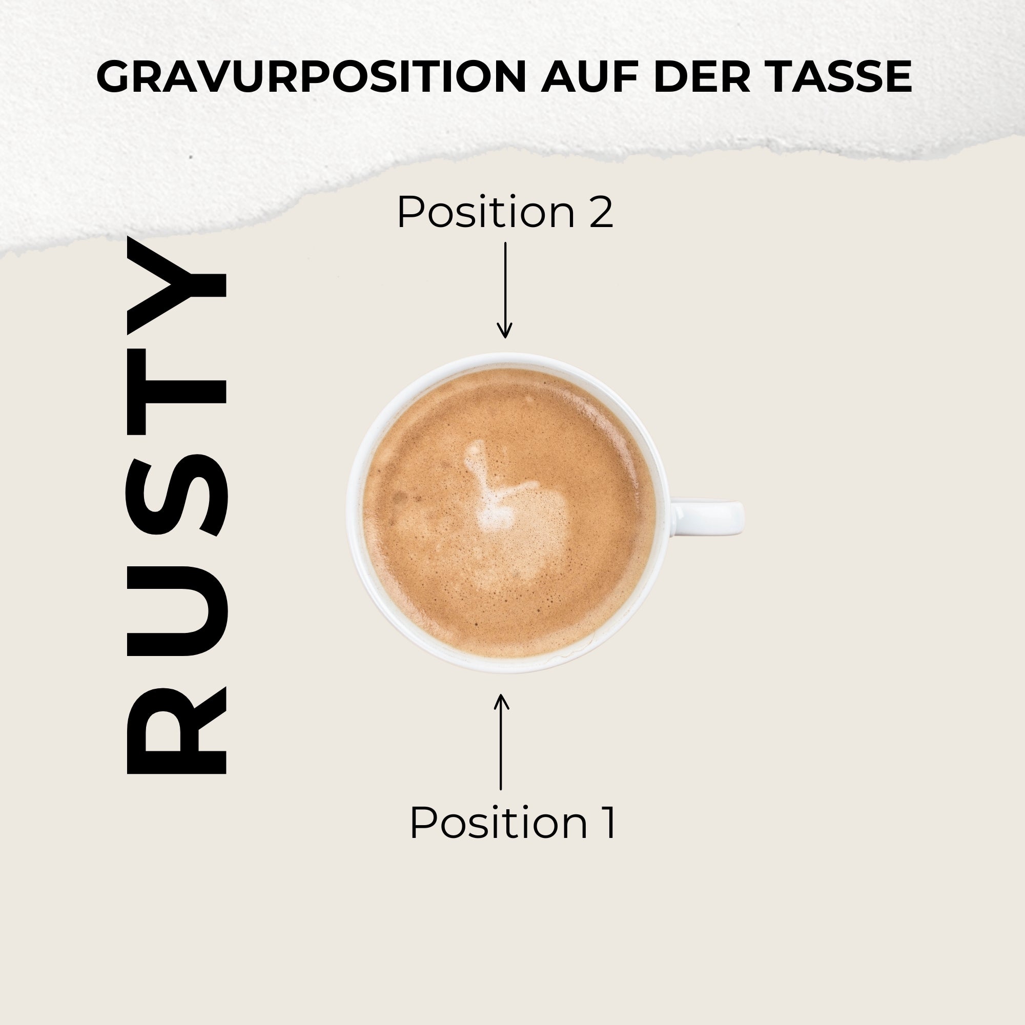 Handgemachte Tasse "getragen von Jesus" 180ml - Graviert | RUSTY-S