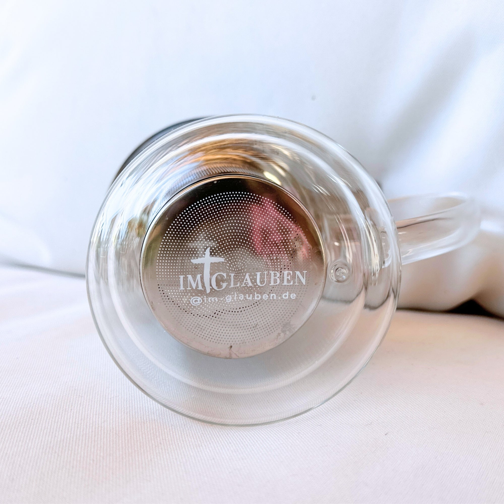 Thermotasse Glas "Start your day" · 350ml · inkl. Glasdeckel & Edelstahlsieb