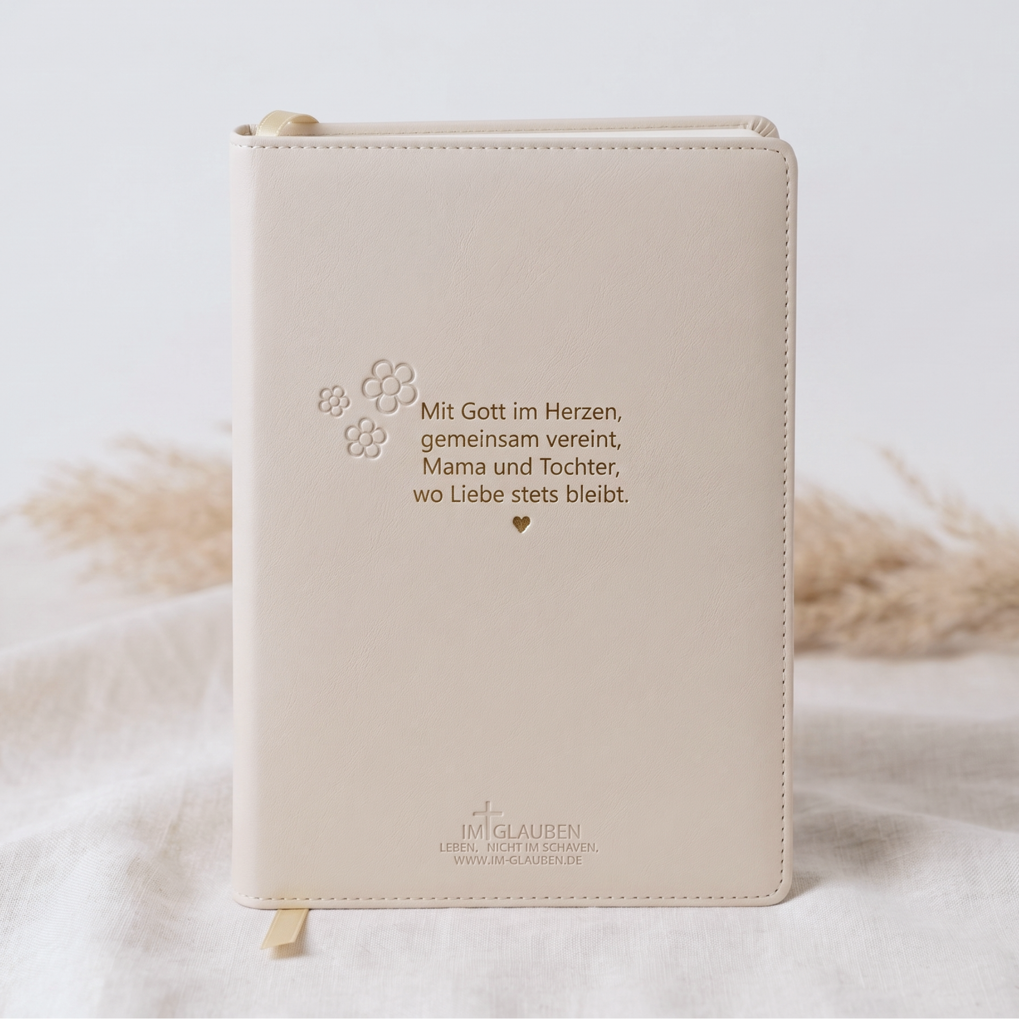 Mama & Tochter Journal · PU-Leder Umschlag Creme · Goldprägung