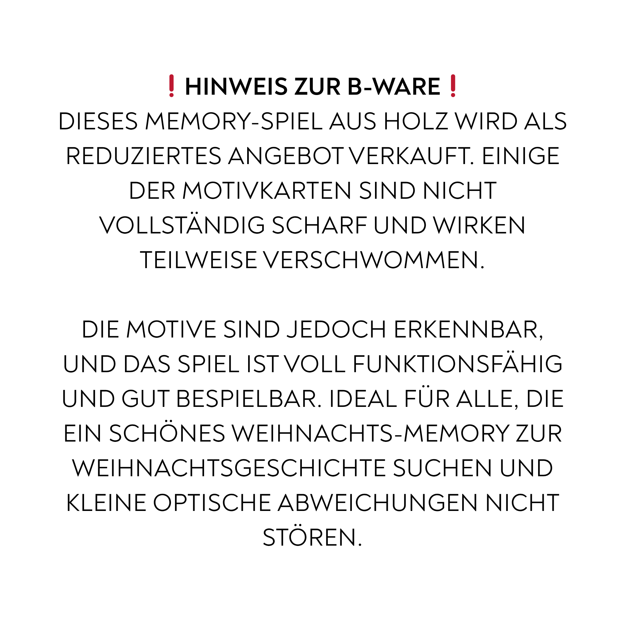 Holz-Memory Weihnachtsgeschichte | 30 Holzplättchen | Aquarell-Illustrationen | Lernspiel