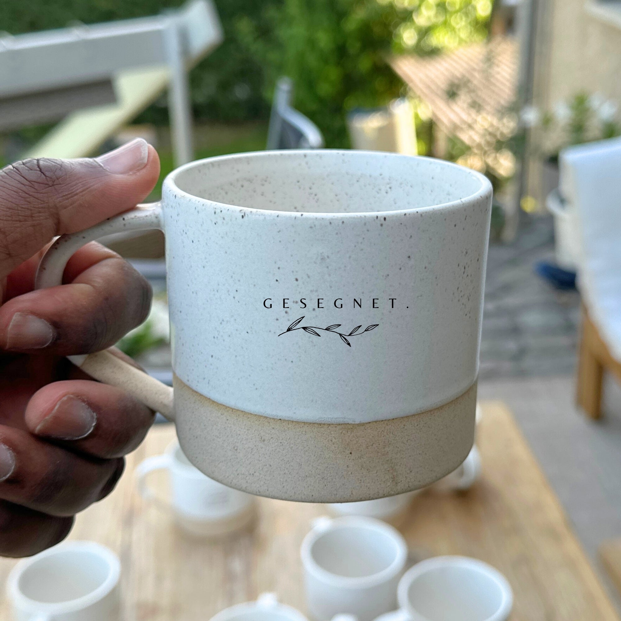 Handgemachte Tasse 2er-Set "Geliebt Gesegnet" je 300ml · Graviert | RUSTY-M