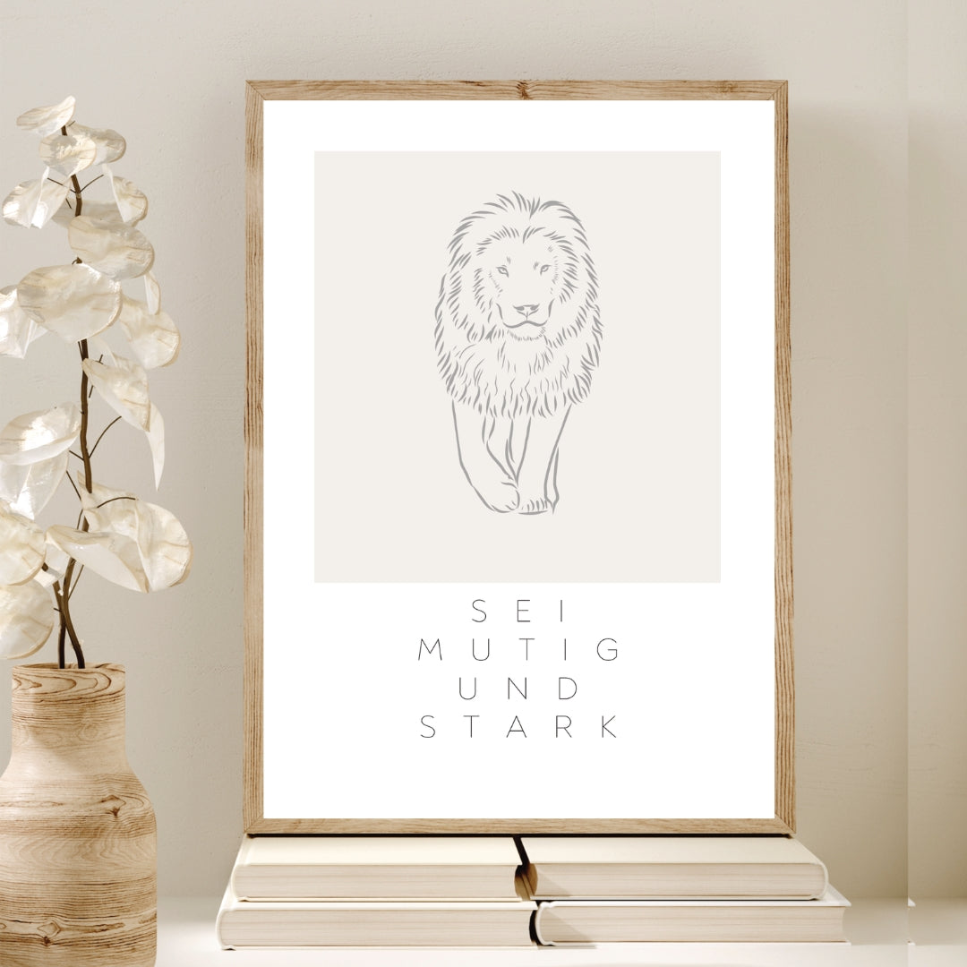 Leinwand-Poster · Kinder · "Mutig & Stark" · Löwe · A3/ A4/ A5