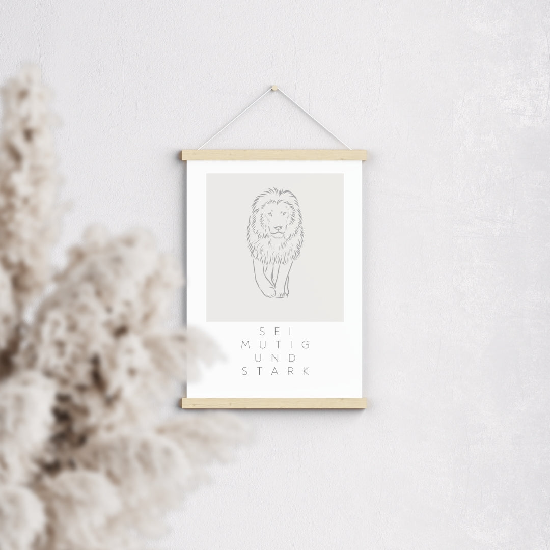 Leinwand-Poster · Kinder · "Mutig & Stark" · Löwe · A3/ A4/ A5