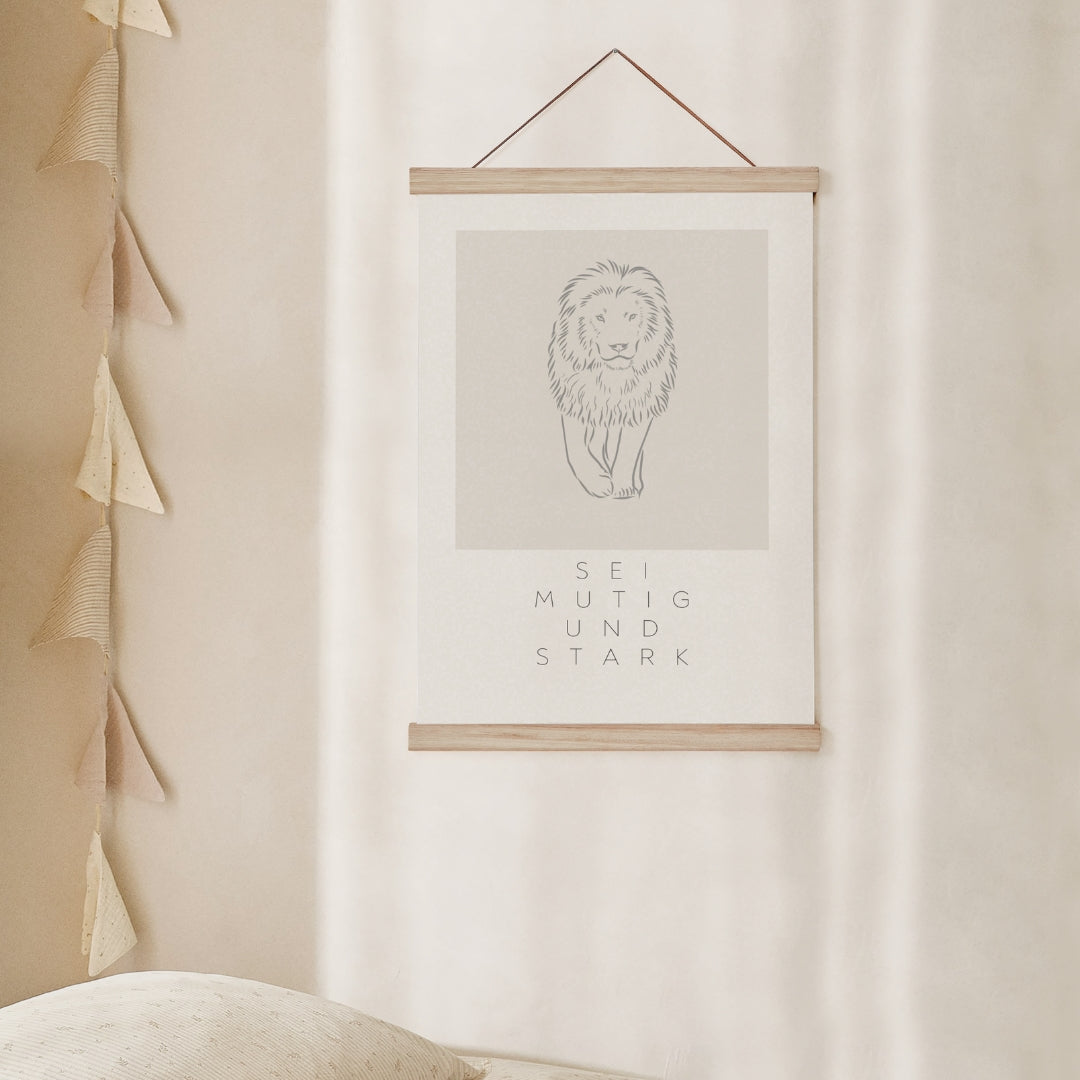 Leinwand-Poster · Kinder · "Mutig & Stark" · Löwe · A3/ A4/ A5
