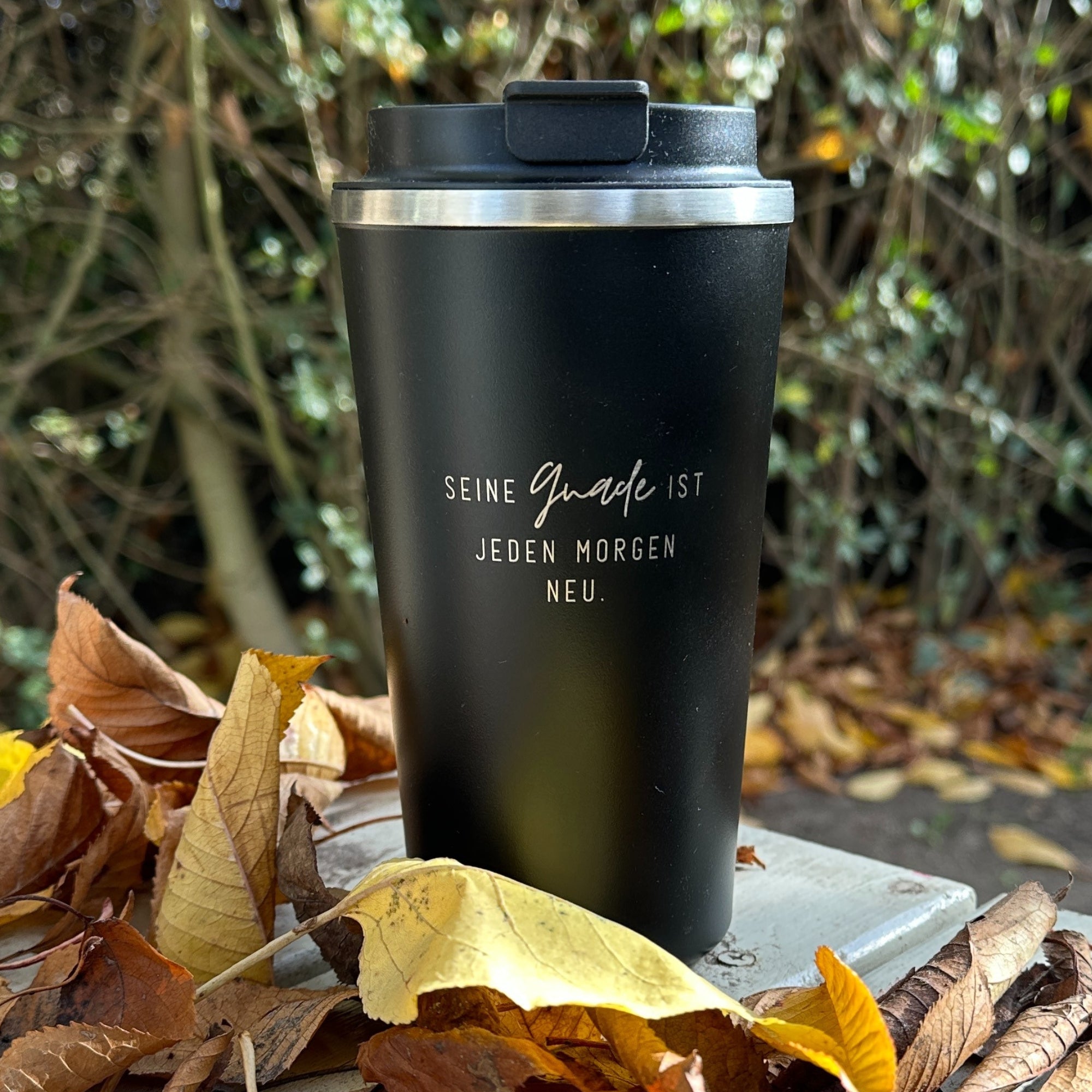 To go Thermobecher "Seine Gnade" · Doppelwandig · Gravur