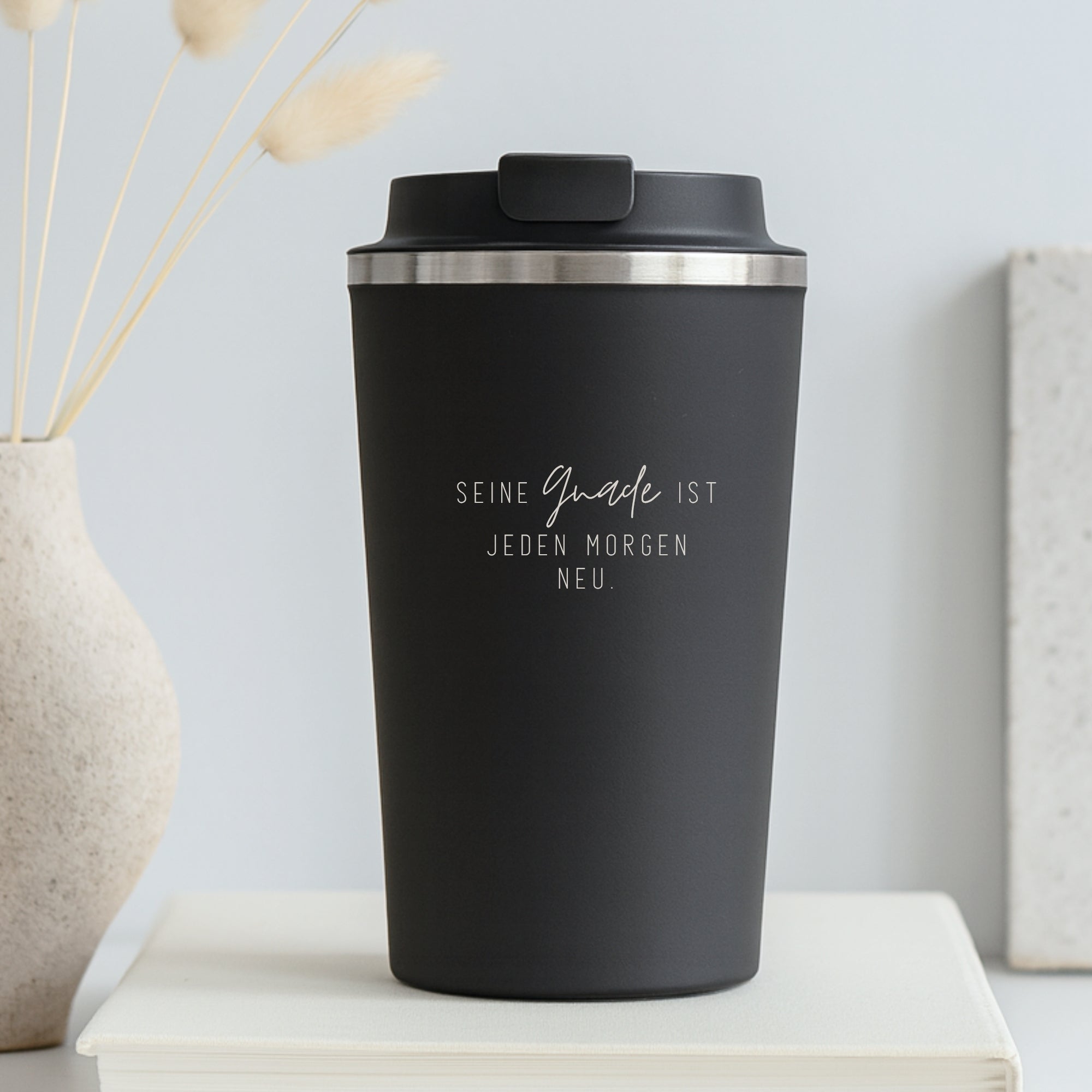 Edelstahlbecher "Seine Gnade" · Doppelwandig · Gravur