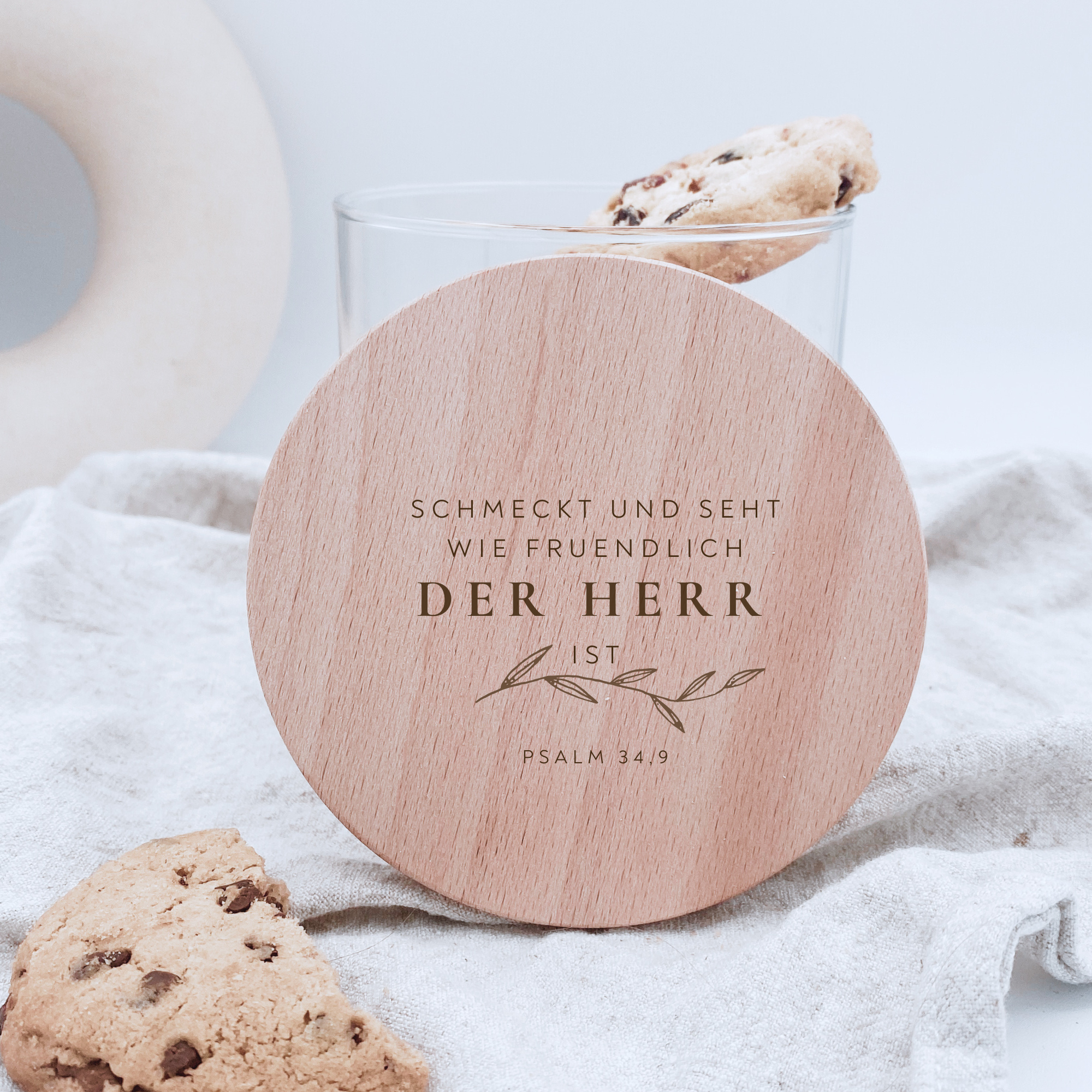 Vorratsglas mit Holzdeckel "Schmeckt und seht" Gravur・530 bis 880ml