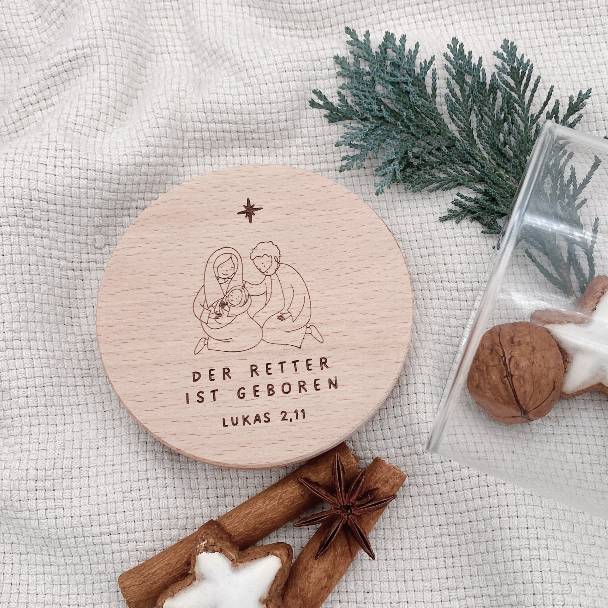 Vorratsglas mit Holzdeckel "Der Retter ist geboren" Gravur・530 bis 880ml