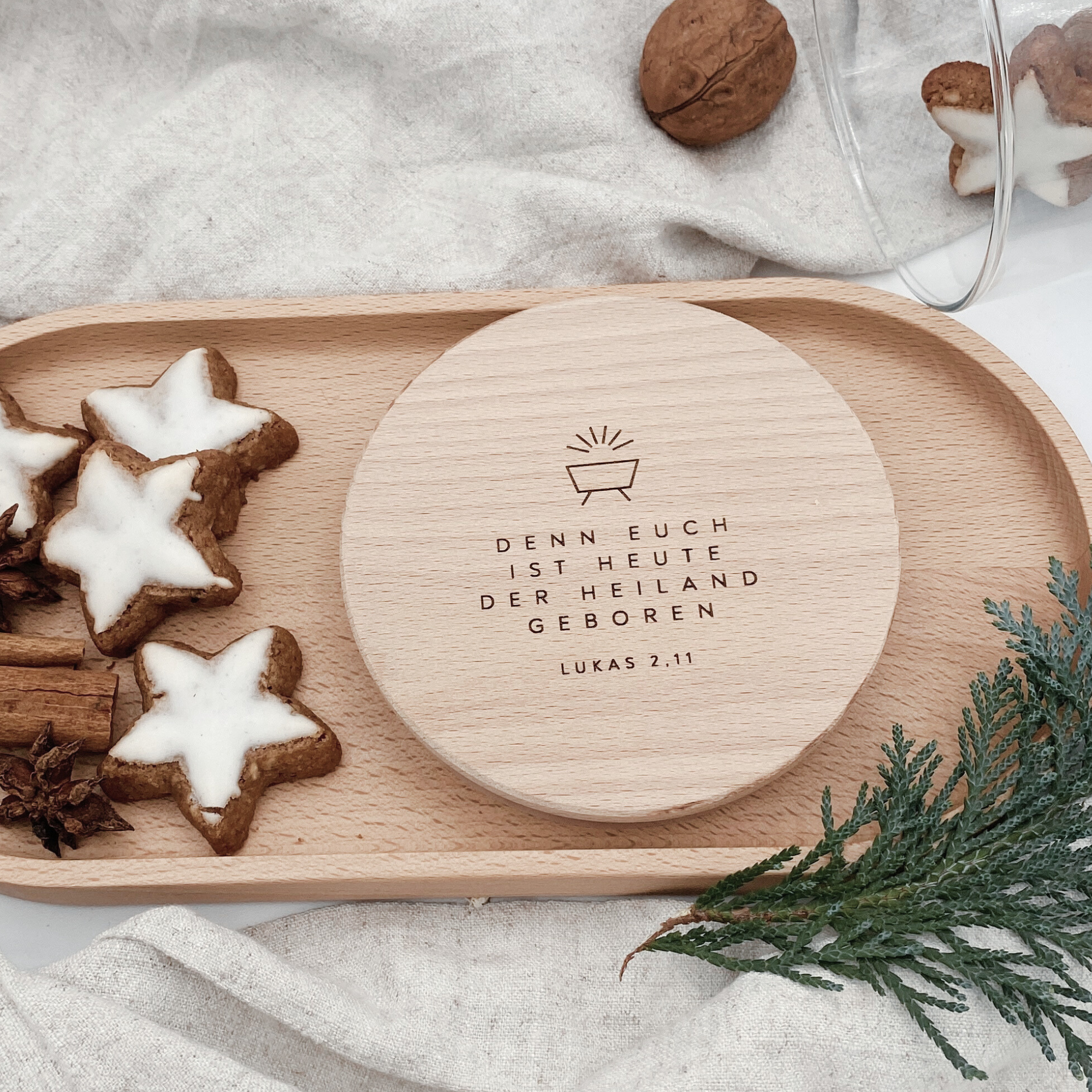 Vorratsglas mit Holzdeckel "Denn euch ist heute der Heiland geboren" Gravur・530 bis 880ml
