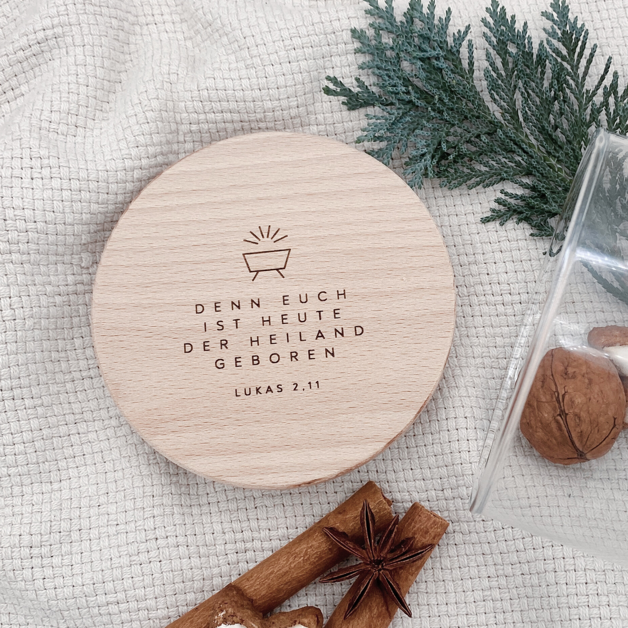 Vorratsglas mit Holzdeckel "Denn euch ist heute der Heiland geboren" Gravur・530 bis 880ml