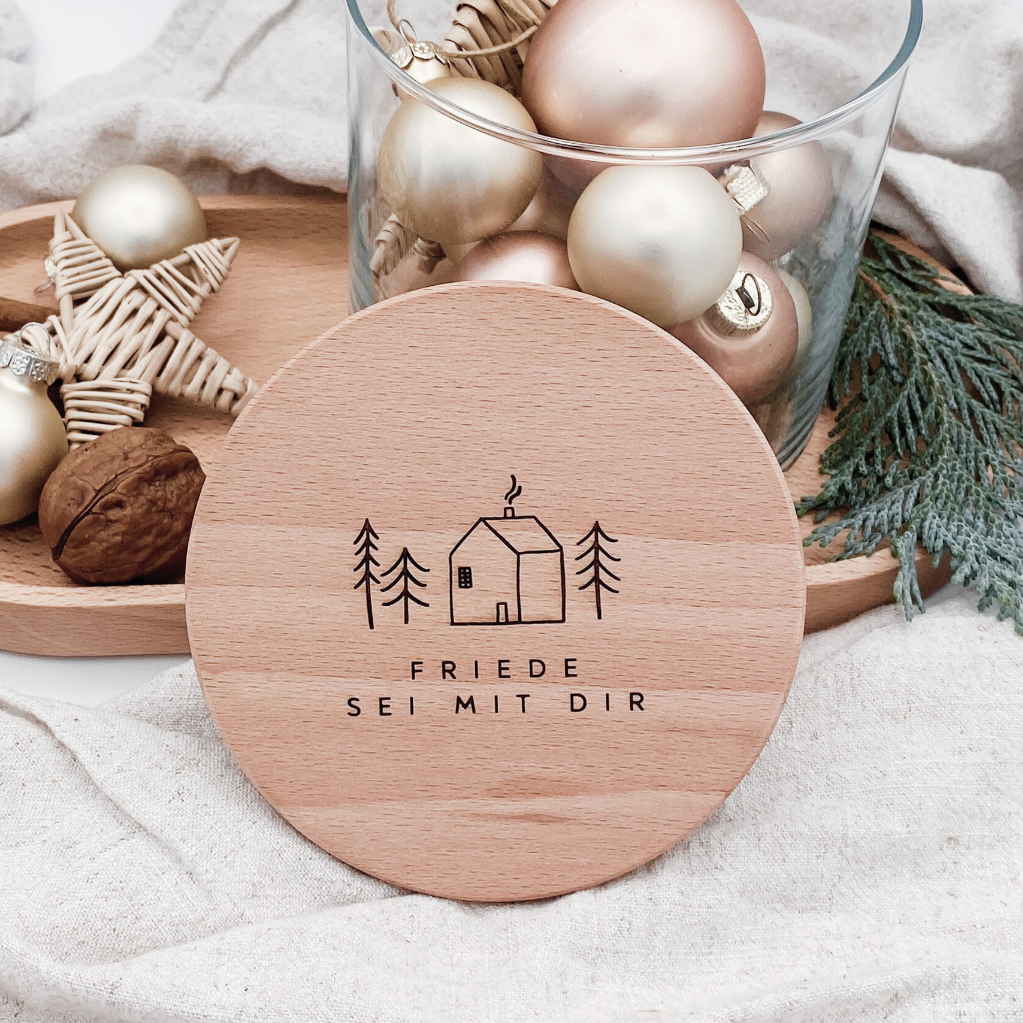 Vorratsglas mit Holzdeckel "Friede sei mit dir" Gravur・530 bis 880ml