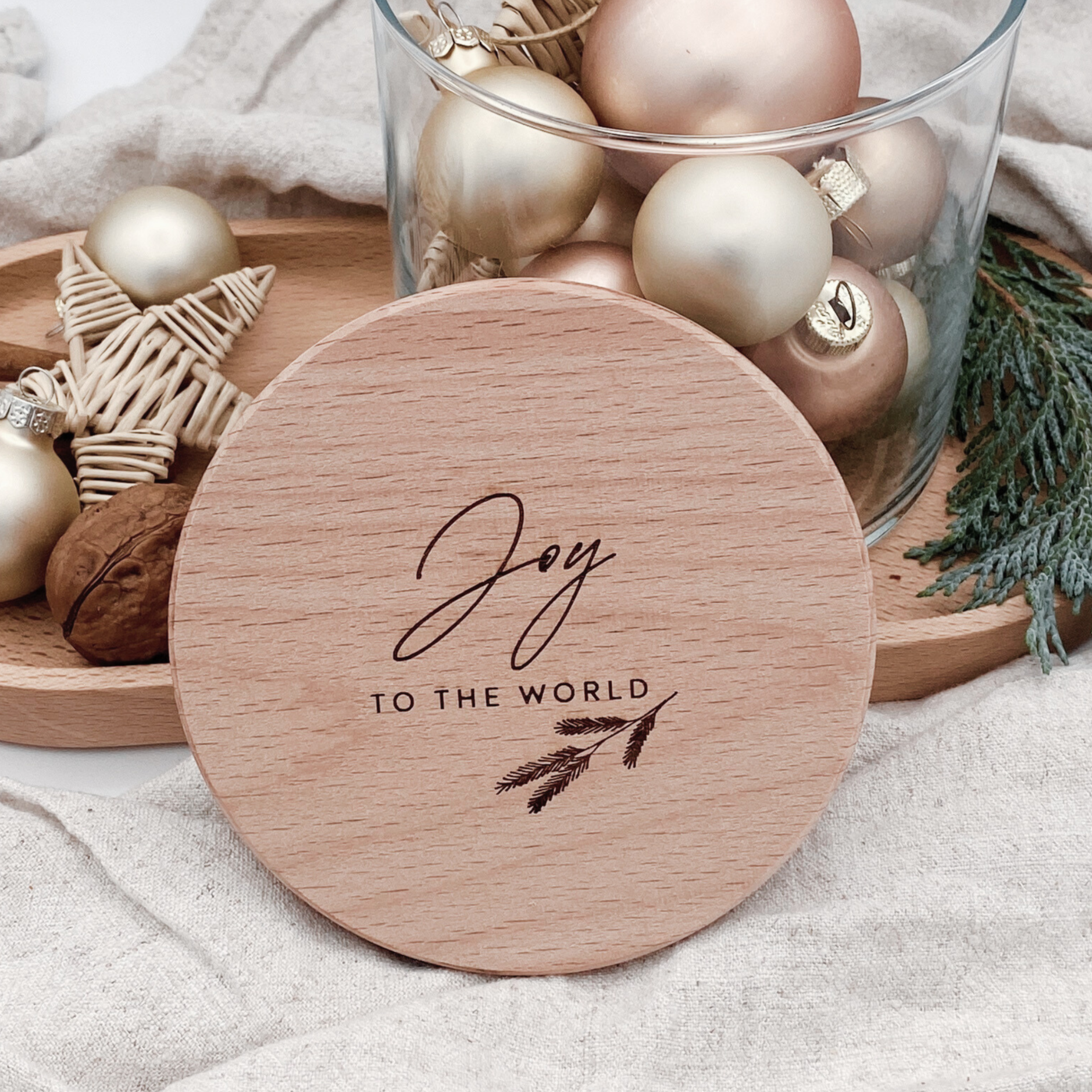 Vorratsglas mit Holzdeckel "Joy to the world" Gravur・530 bis 880ml