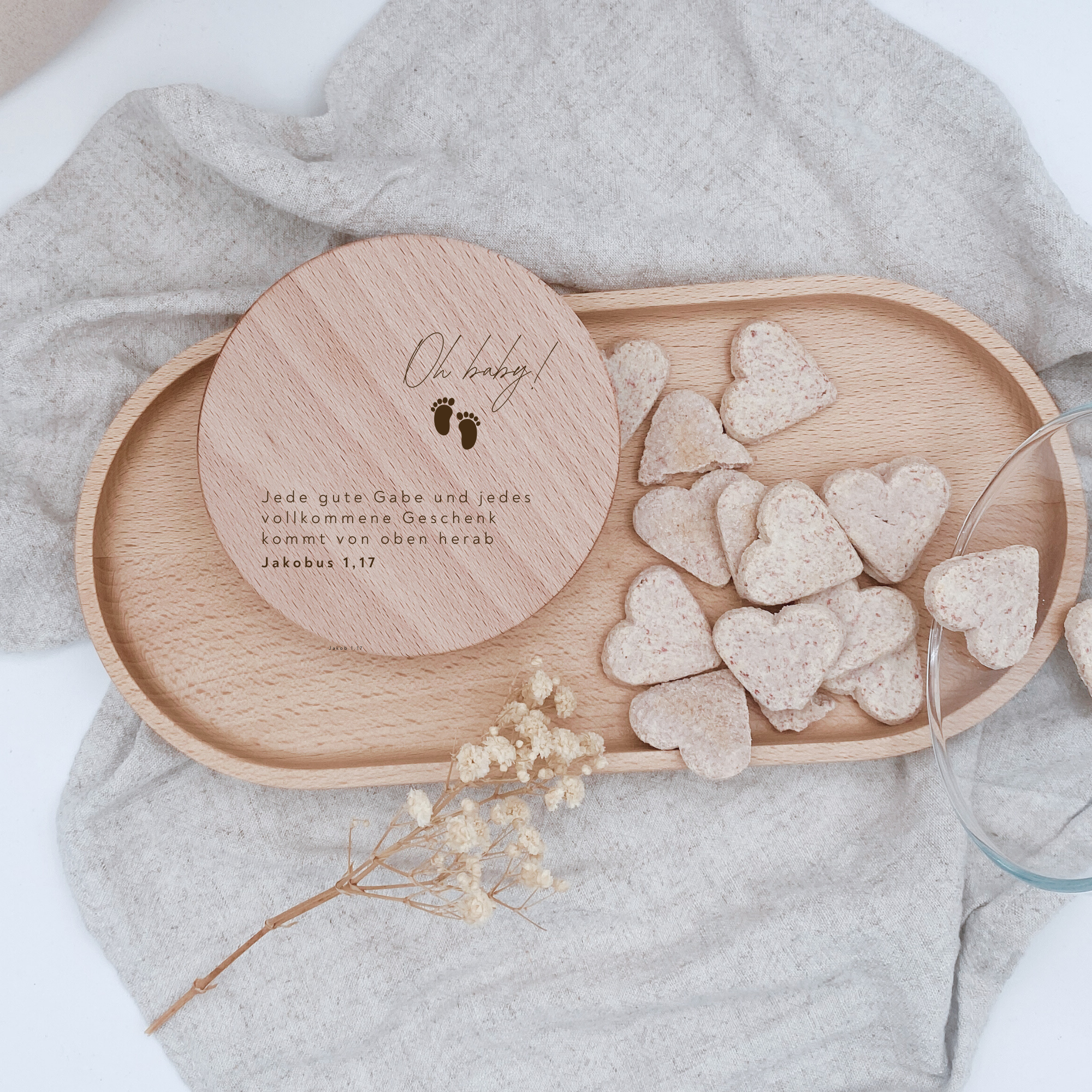 Vorratsglas mit Holzdeckel "Oh baby" Gravur・530 bis 880ml