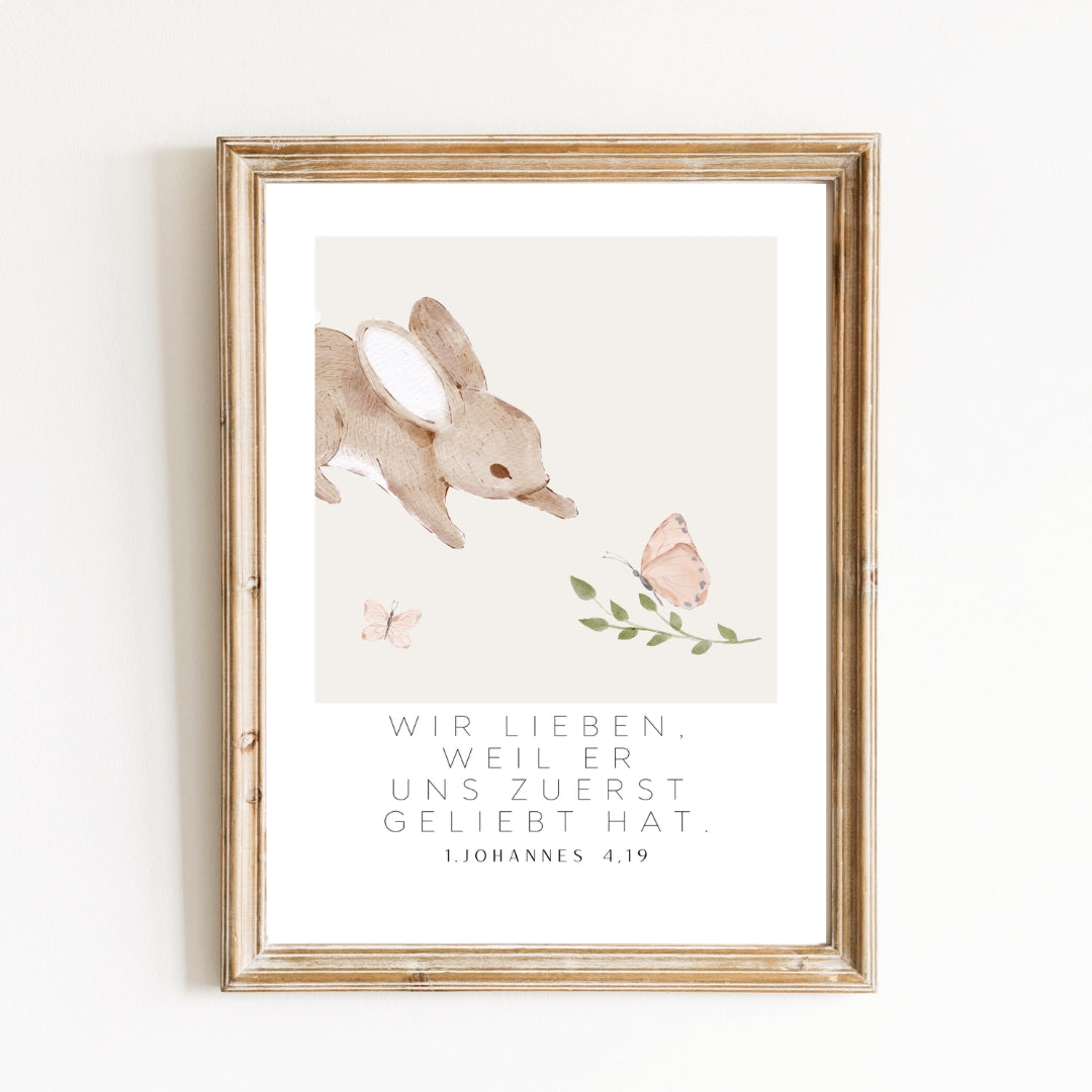 Leinwand-Poster · Kinder · "Er hat uns zuerst geliebt" · A3/ A4/ A5 · Bibelvers