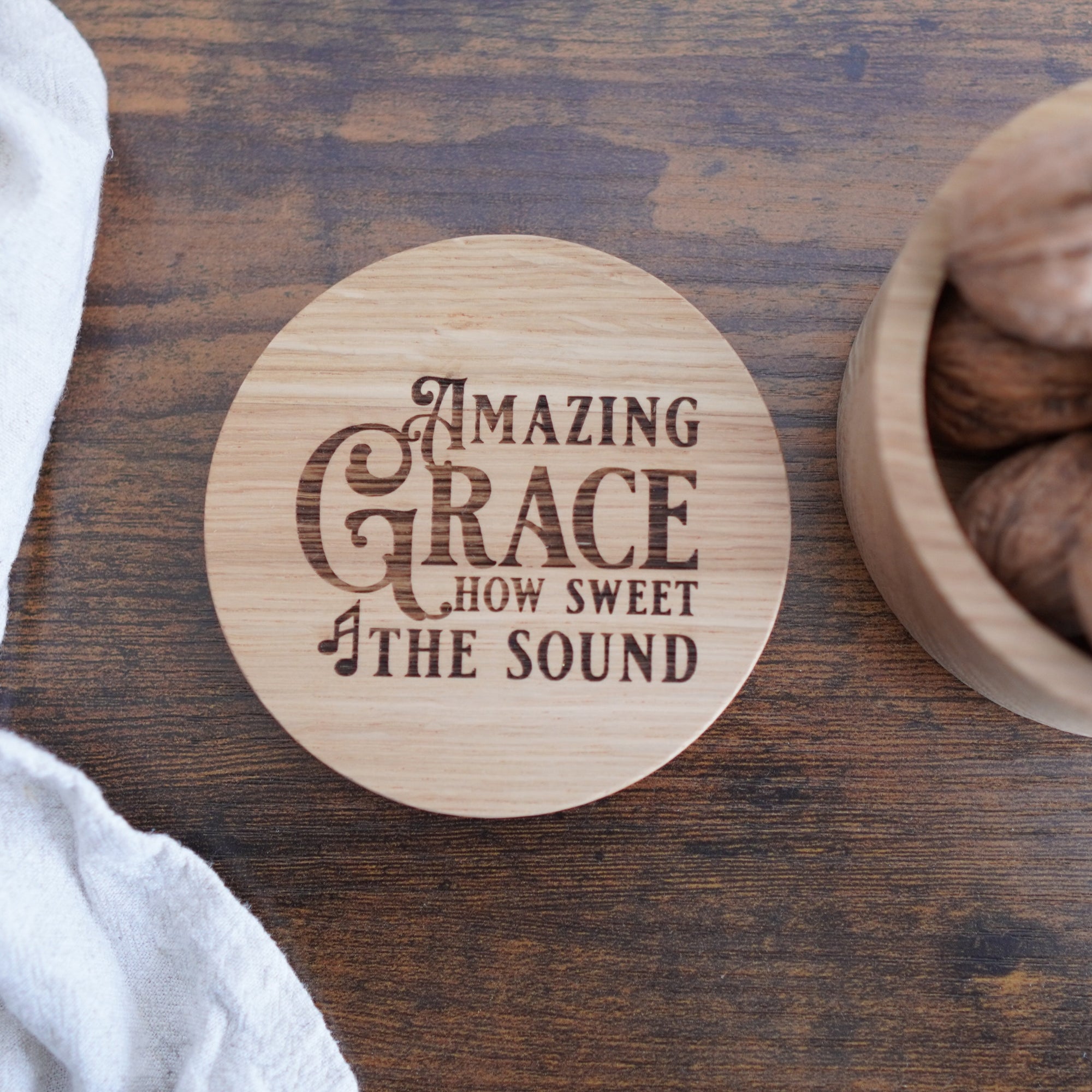 Untersetzer "Amazing Grace" Massivholz Eiche