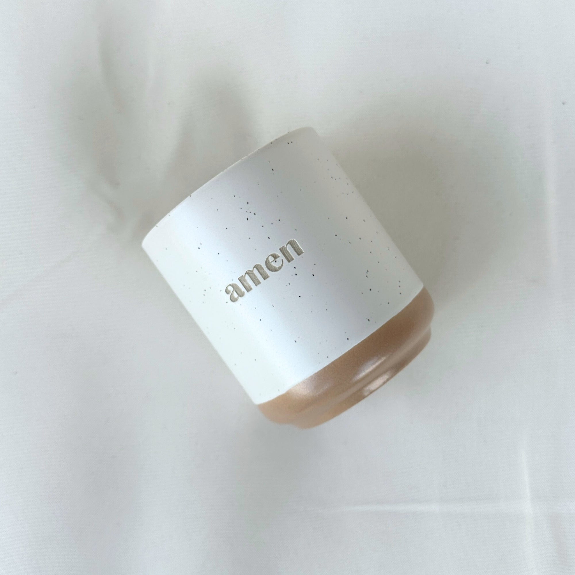 Steingut-Becher "Amen"・280ml・Graviert ・Handmade | SLIM-SANDY