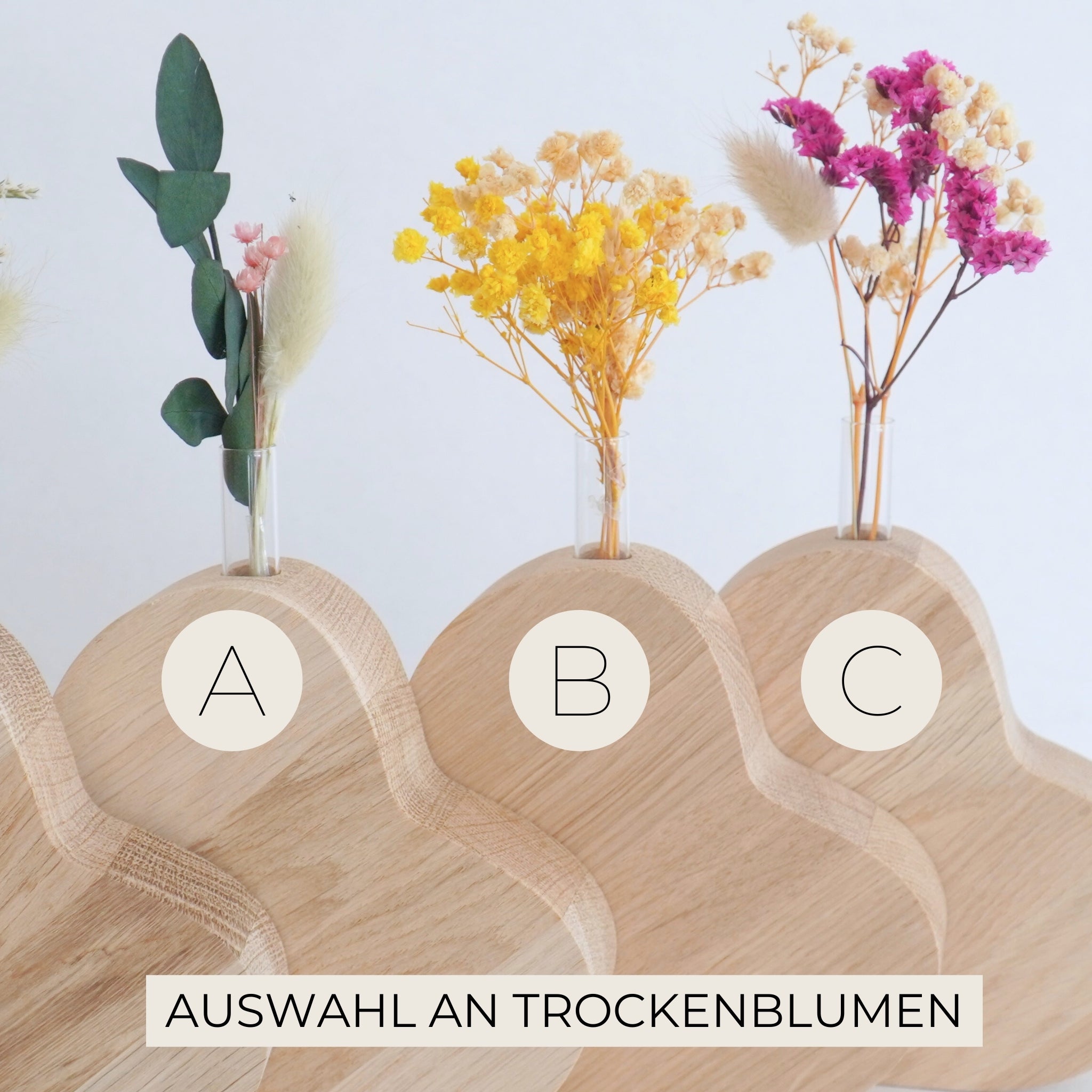 Holzvase-Herz "Alles in Liebe" Massivholz Eiche