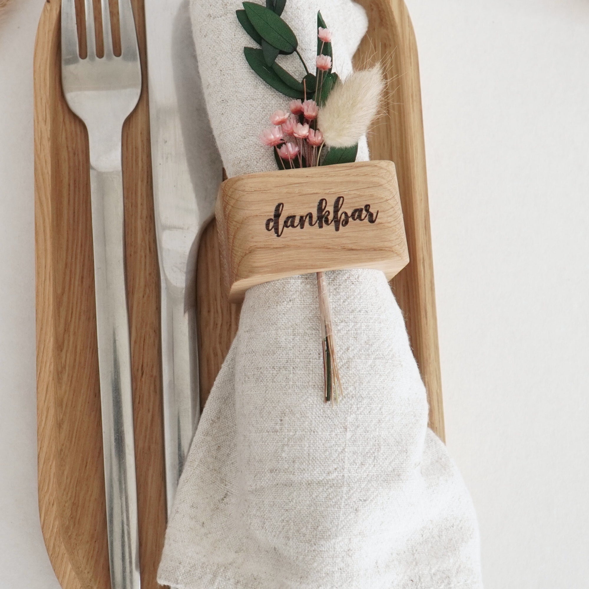 Serviettenring "dankbar" Massivholz Eiche