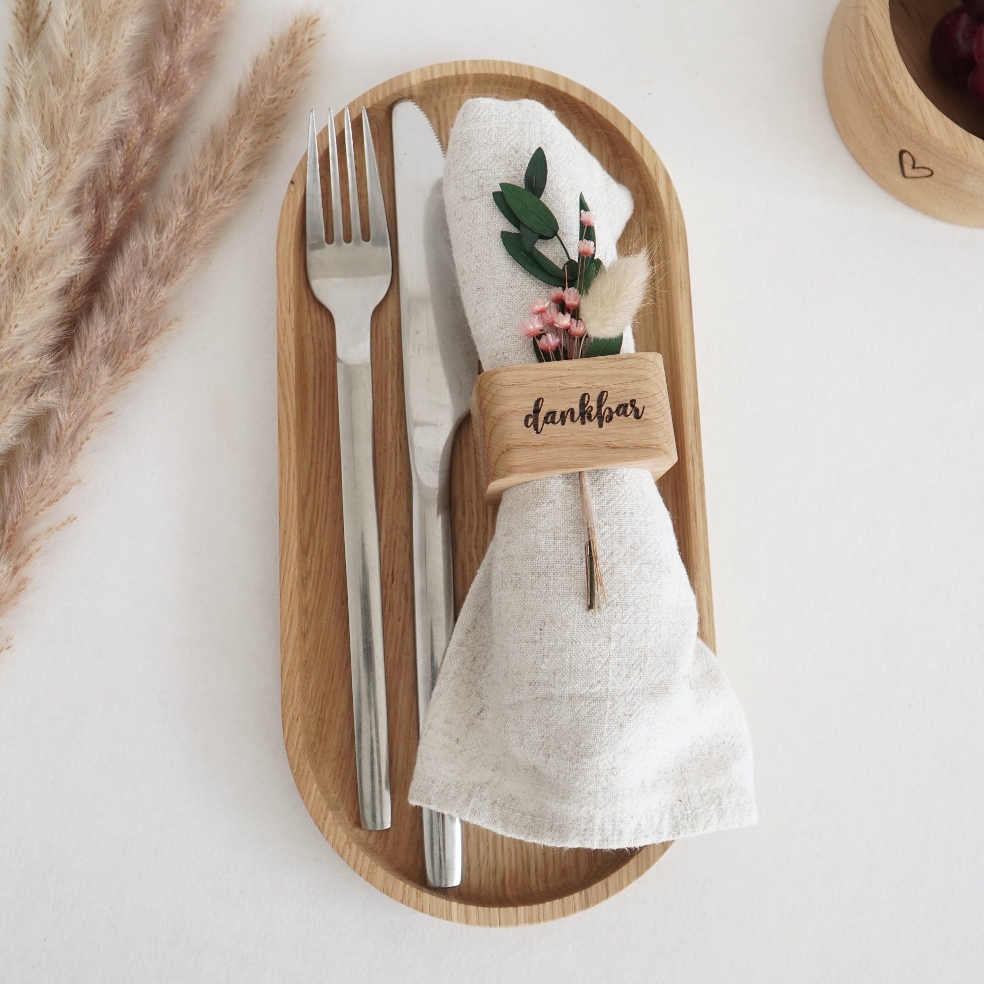 Serviettenring "dankbar" Massivholz Eiche