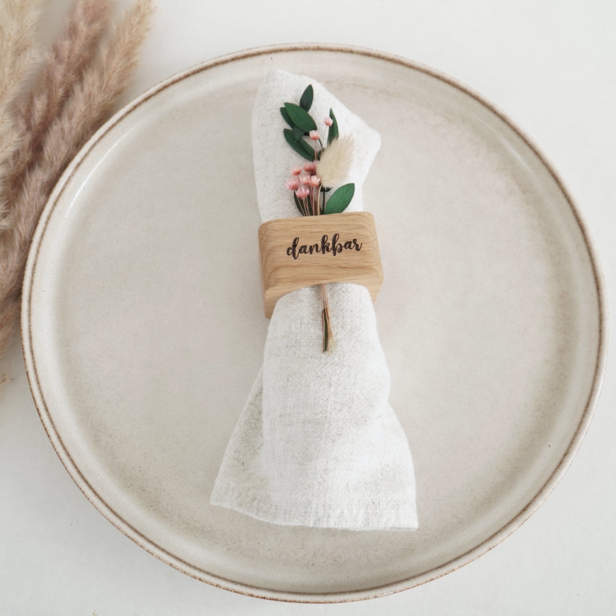 Serviettenring "dankbar" Massivholz Eiche