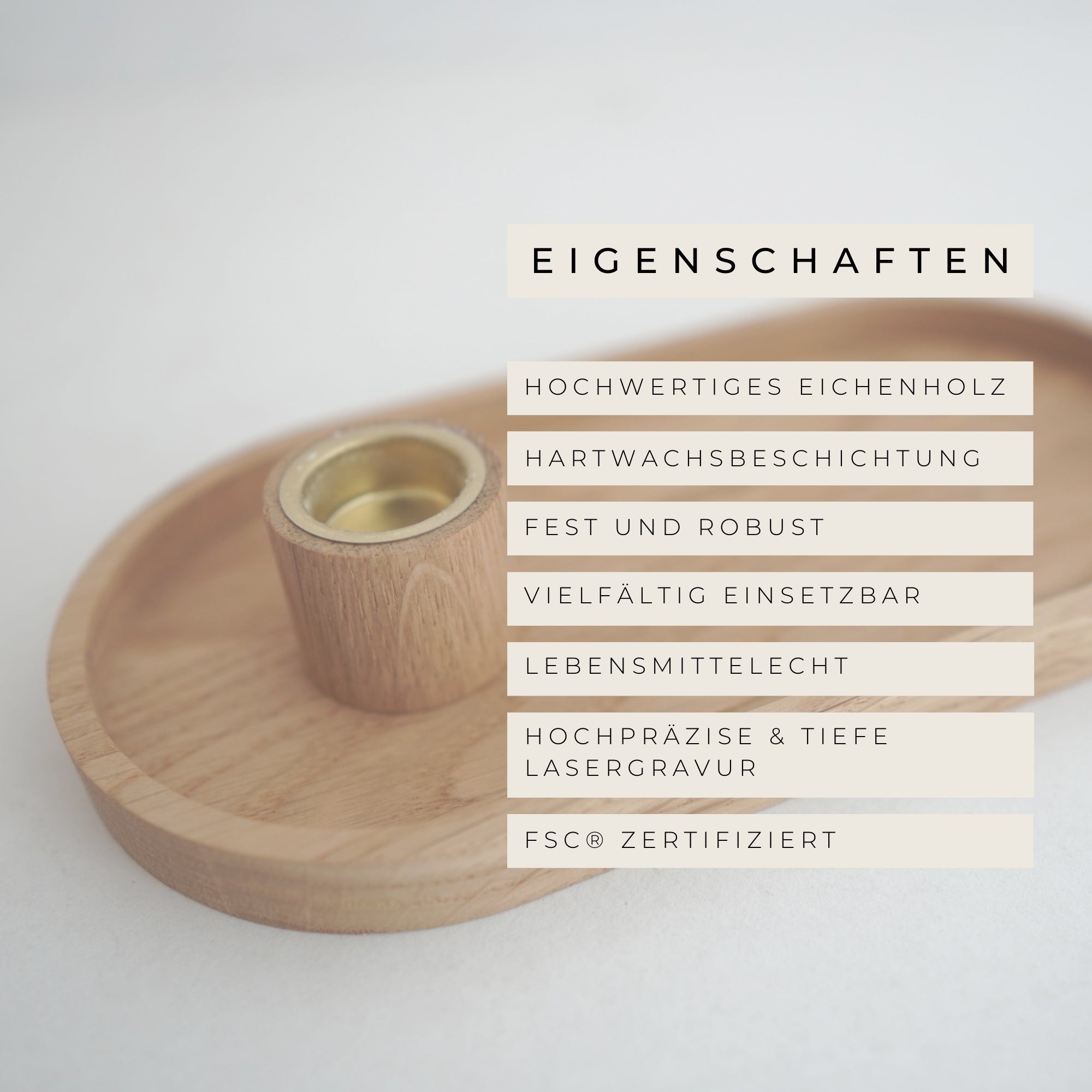 Kerzenhalter "Gnade Hoffnung Liebe" Eiche