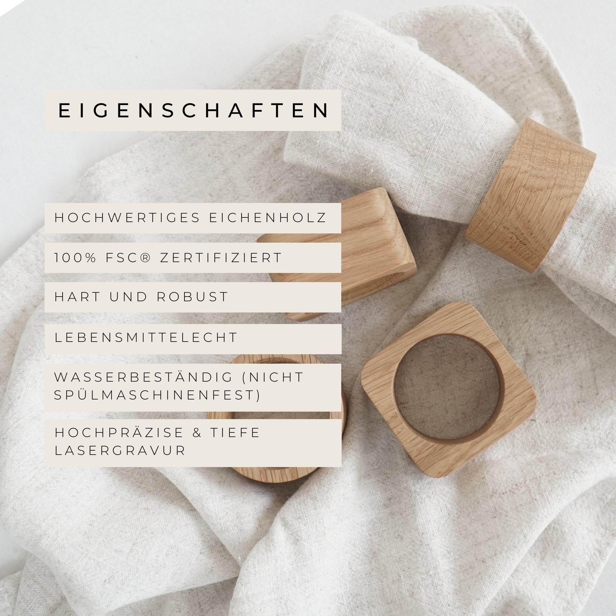 Serviettenring "geliebt" Massivholz Eiche