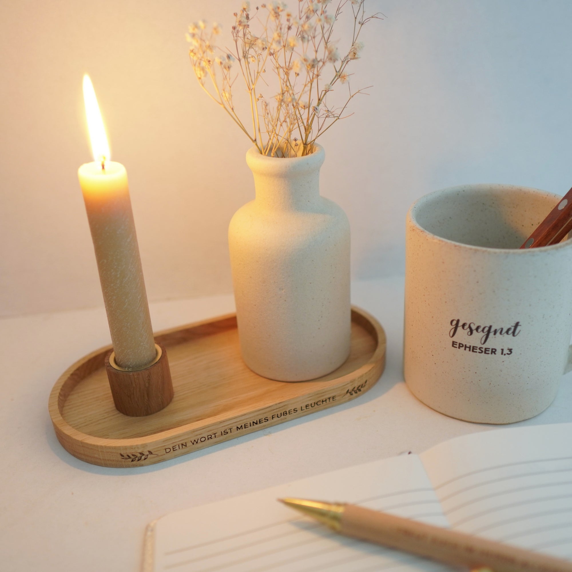 Kerzenhalter "Mein Fußes Leuchte" Eiche