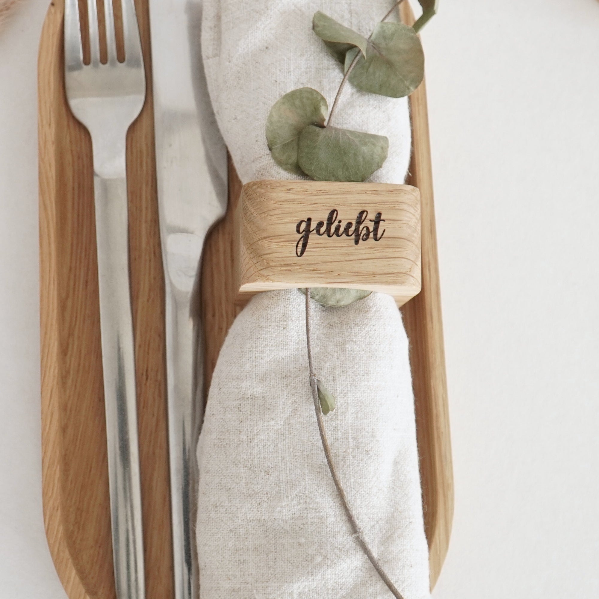 Serviettenring "geliebt" Massivholz Eiche