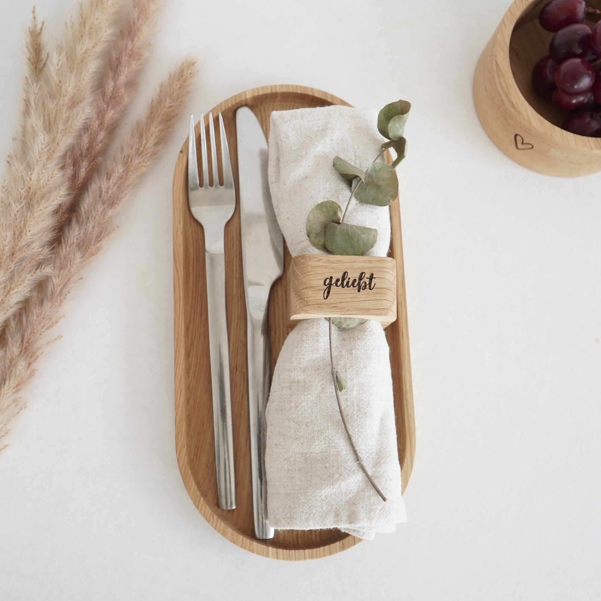 Serviettenring "geliebt" Massivholz Eiche
