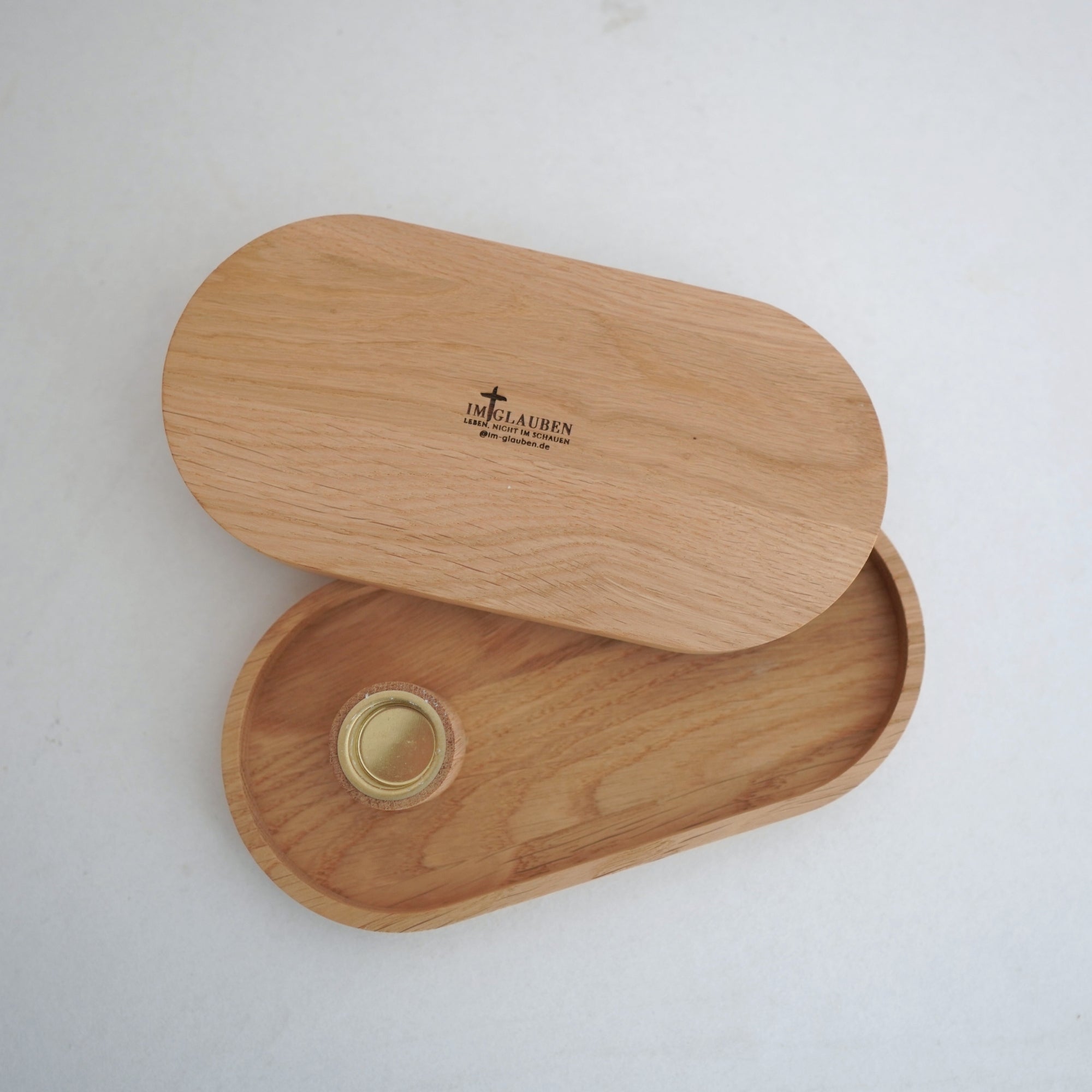 Kerzenhalter "Gnade Hoffnung Liebe" Eiche