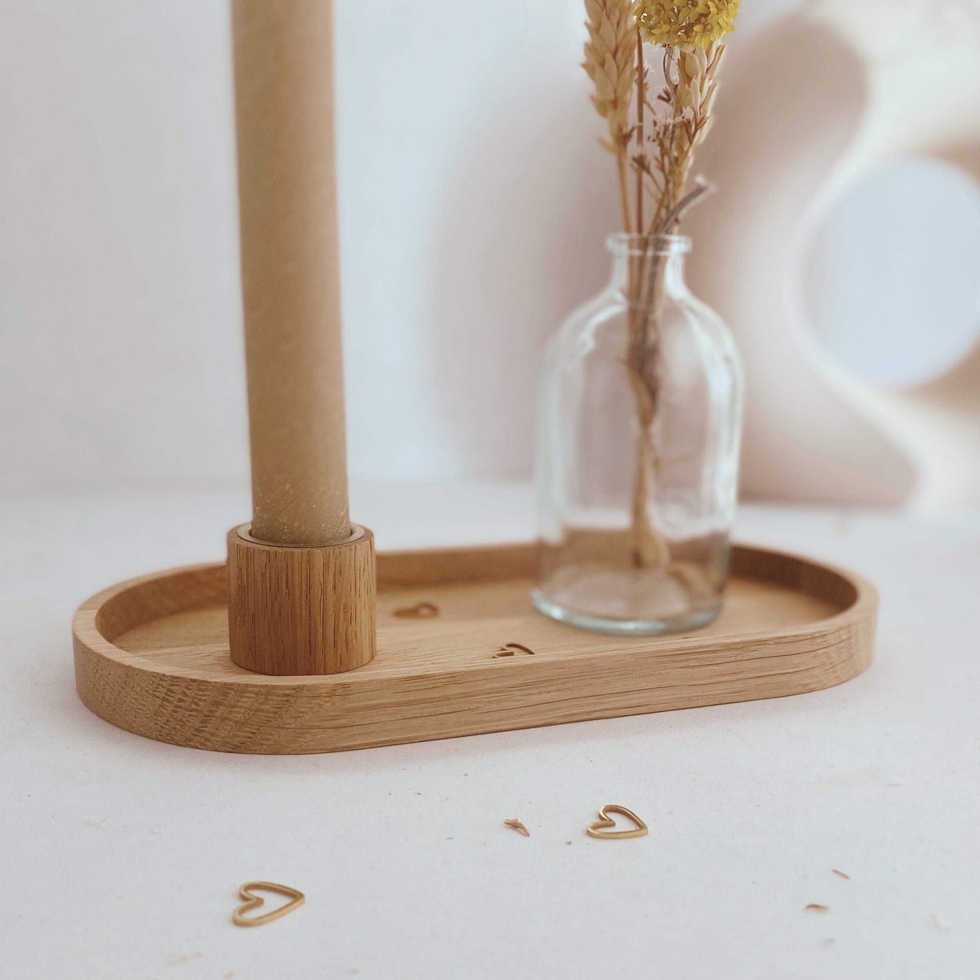 Kerzenhalter "Gnade Hoffnung Liebe" Eiche