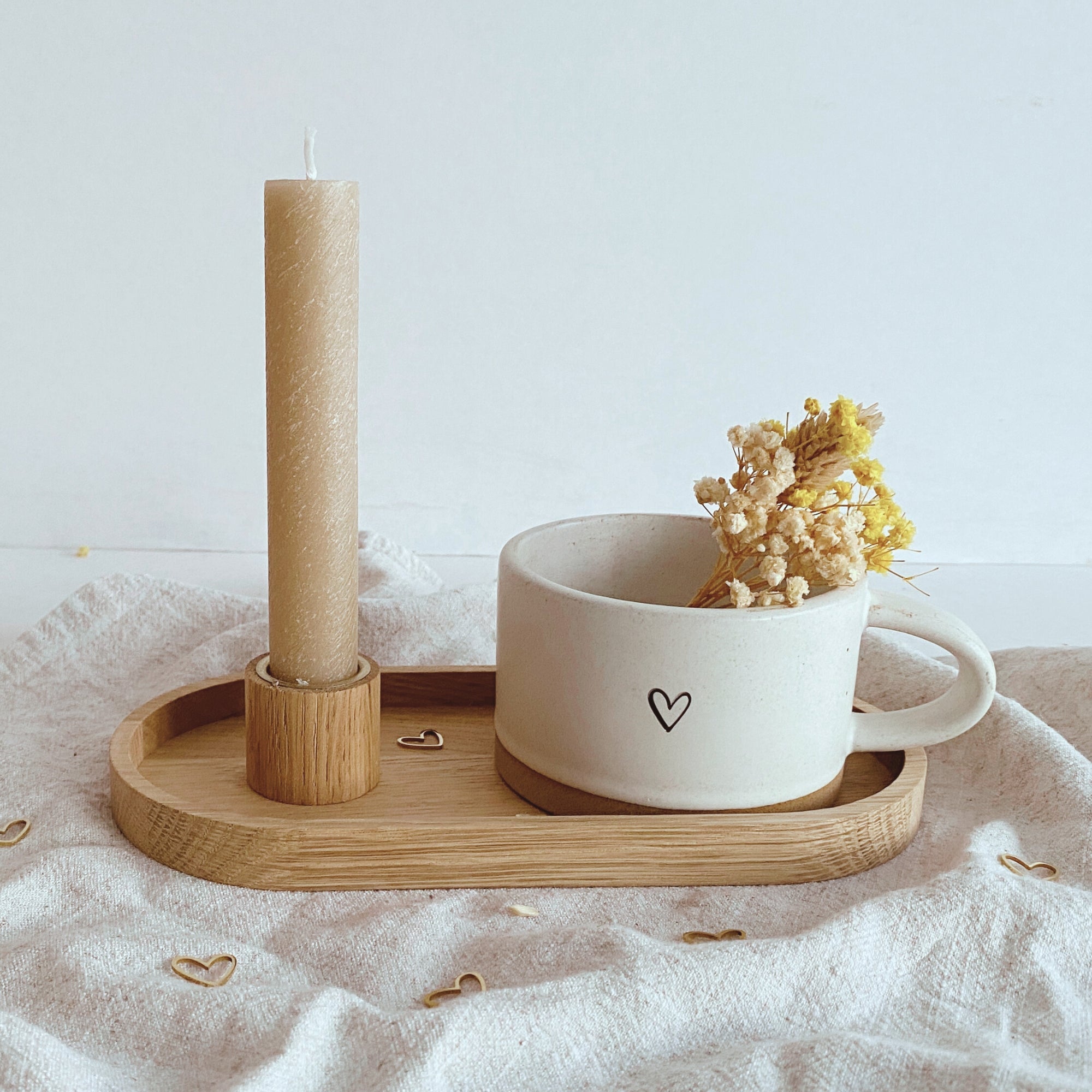 Kerzenhalter "Gnade Hoffnung Liebe" Eiche