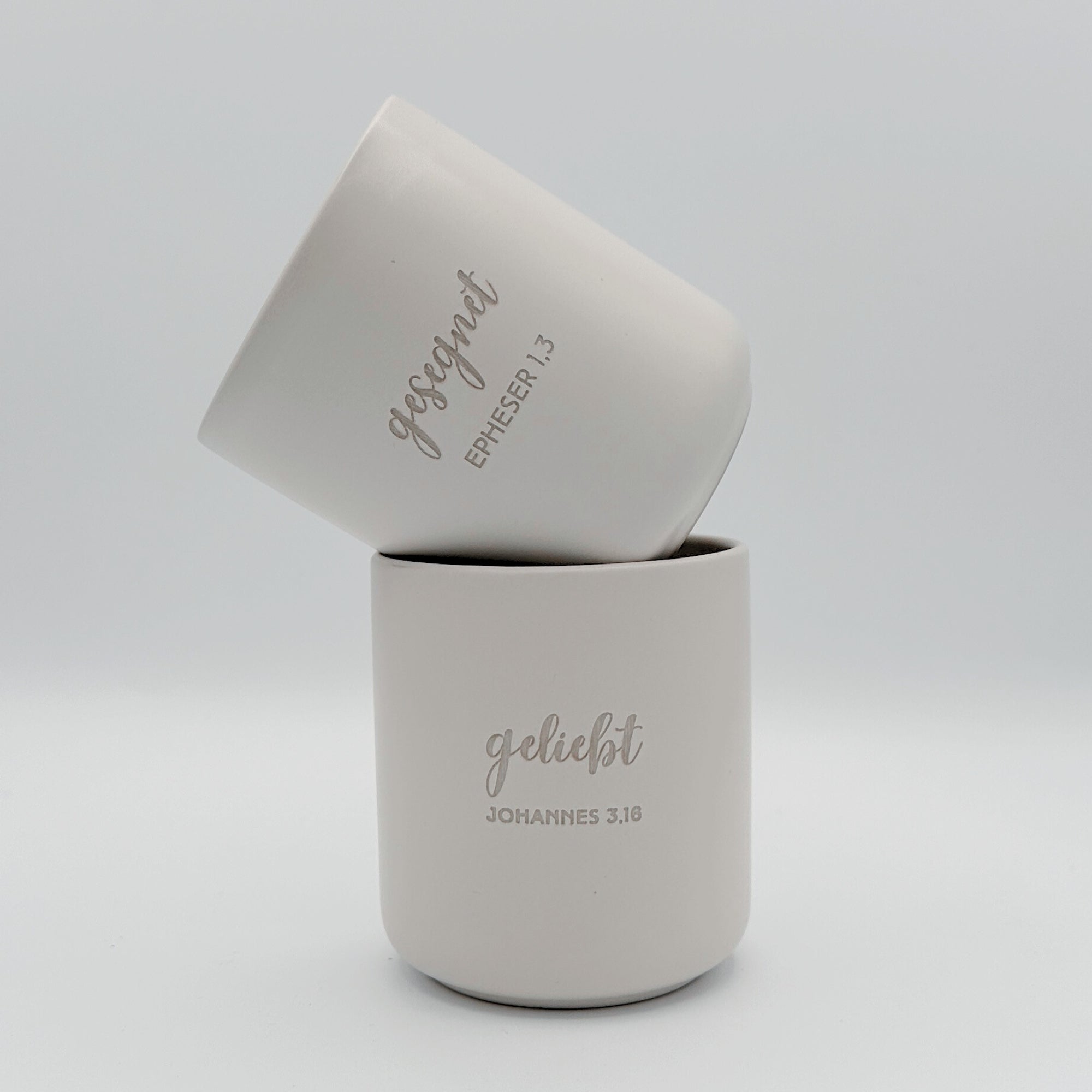 Becher 2er Set "Geliebt/Gesegnet"・je 280ml・Graviert | SLIM