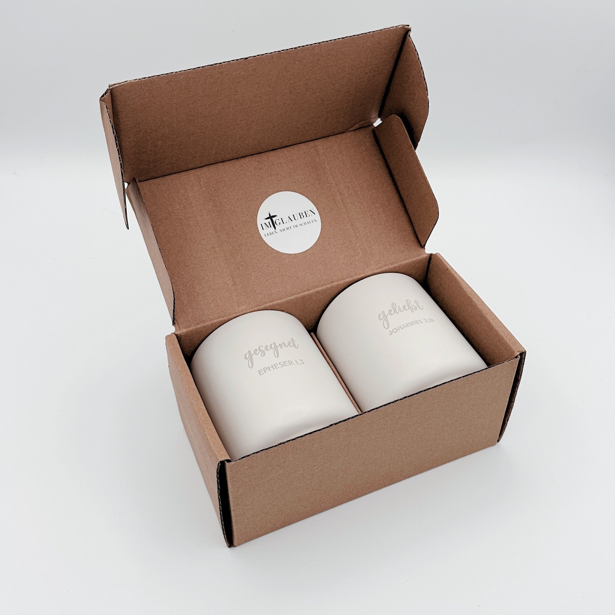 Becher 2er Set "Geliebt/Gesegnet"・je 280ml・Graviert | SLIM