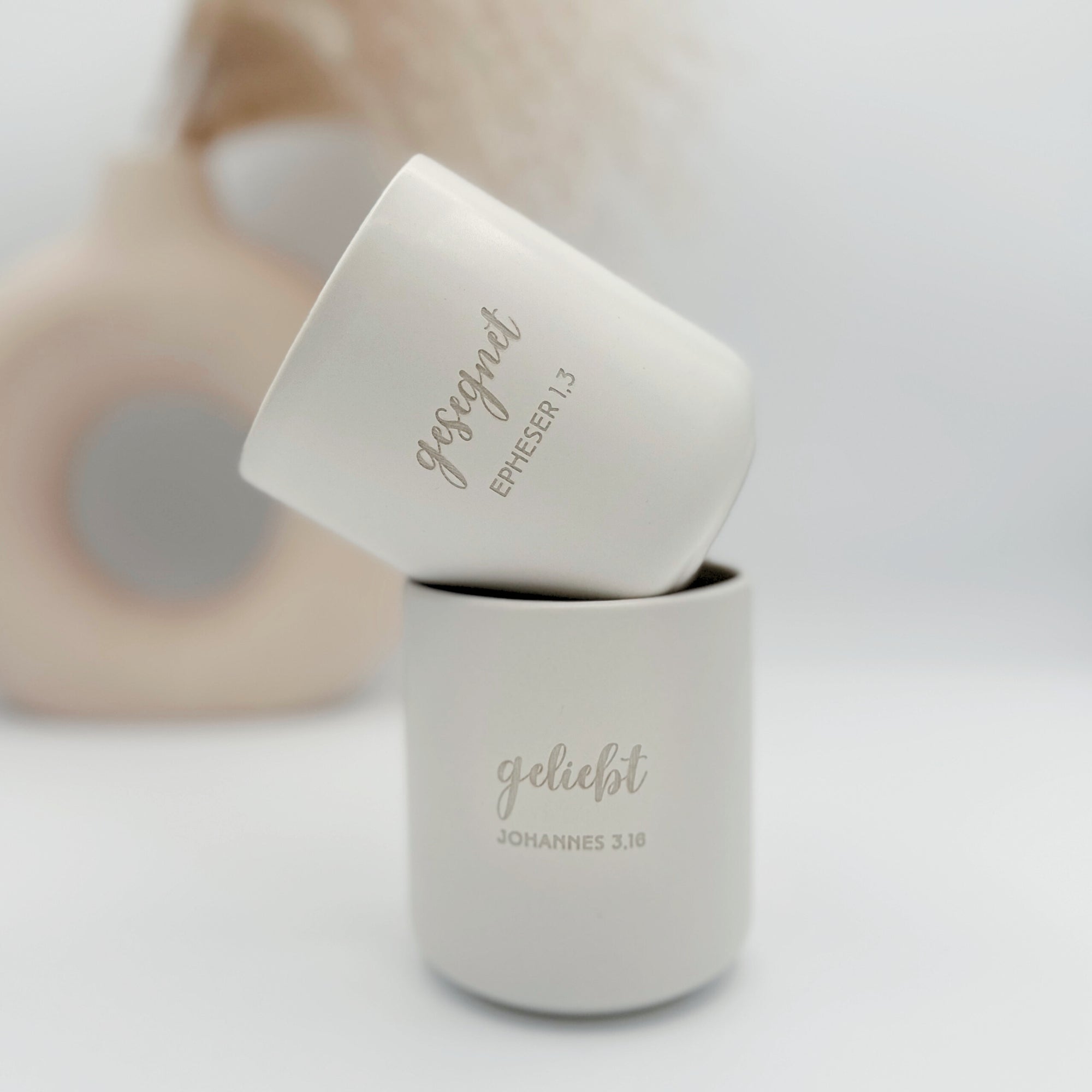 Becher 2er Set "Geliebt/Gesegnet"・je 280ml・Graviert | SLIM