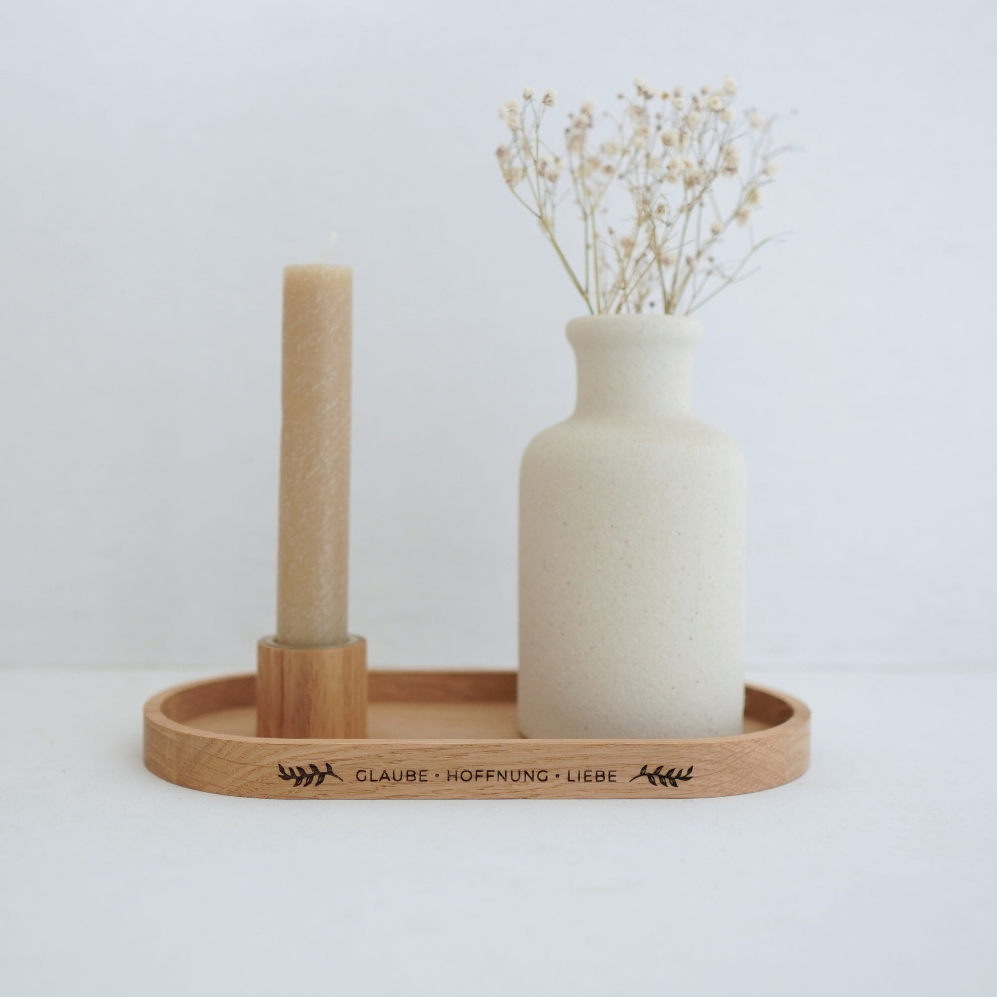 Kerzenhalter "Gnade Hoffnung Liebe" Eiche