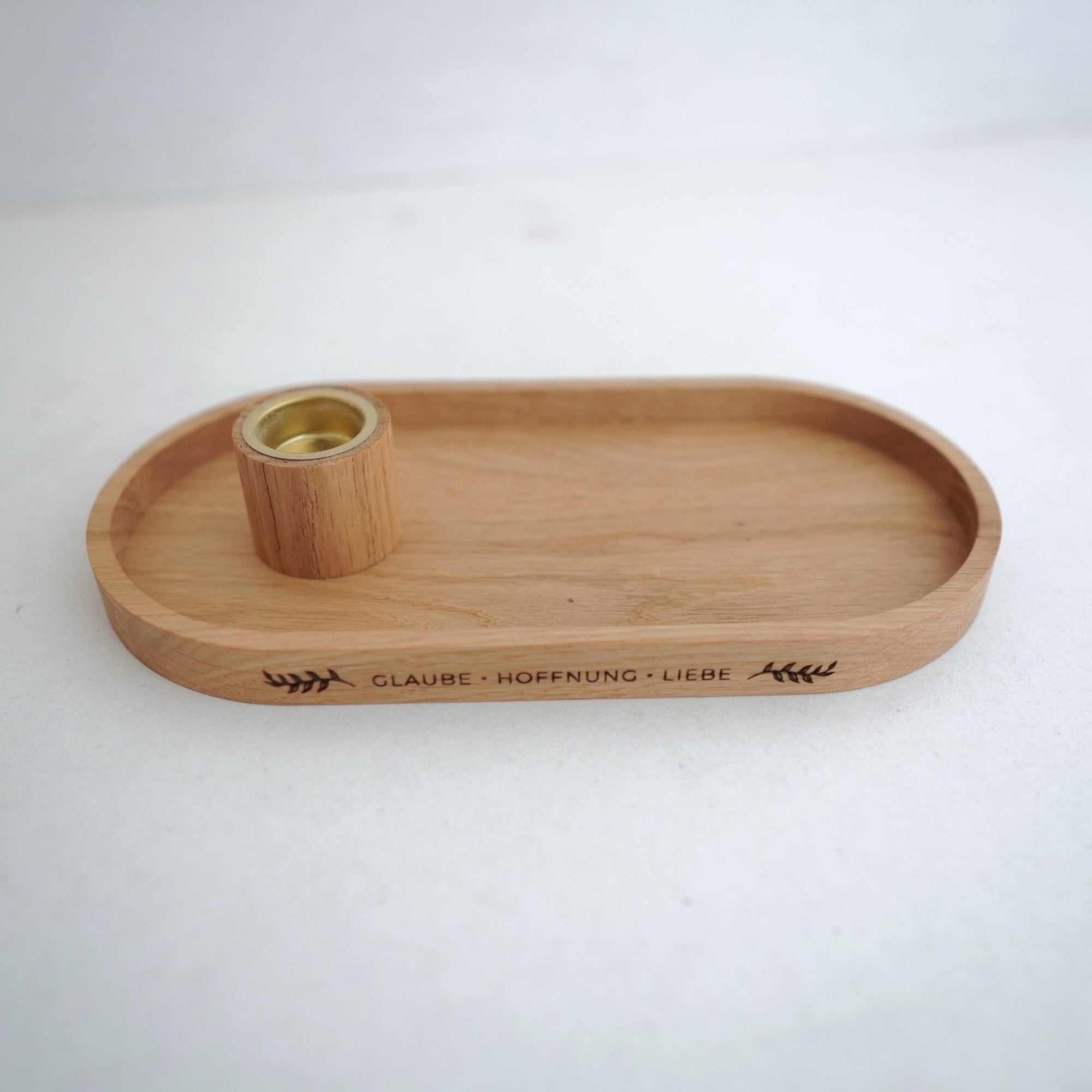 Kerzenhalter "Gnade Hoffnung Liebe" Eiche