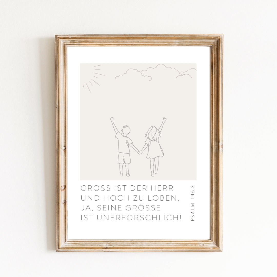 Leinwand-Poster · Kinder · "Groß ist der Herr" · A3/ A4/ A5 · Bibelvers