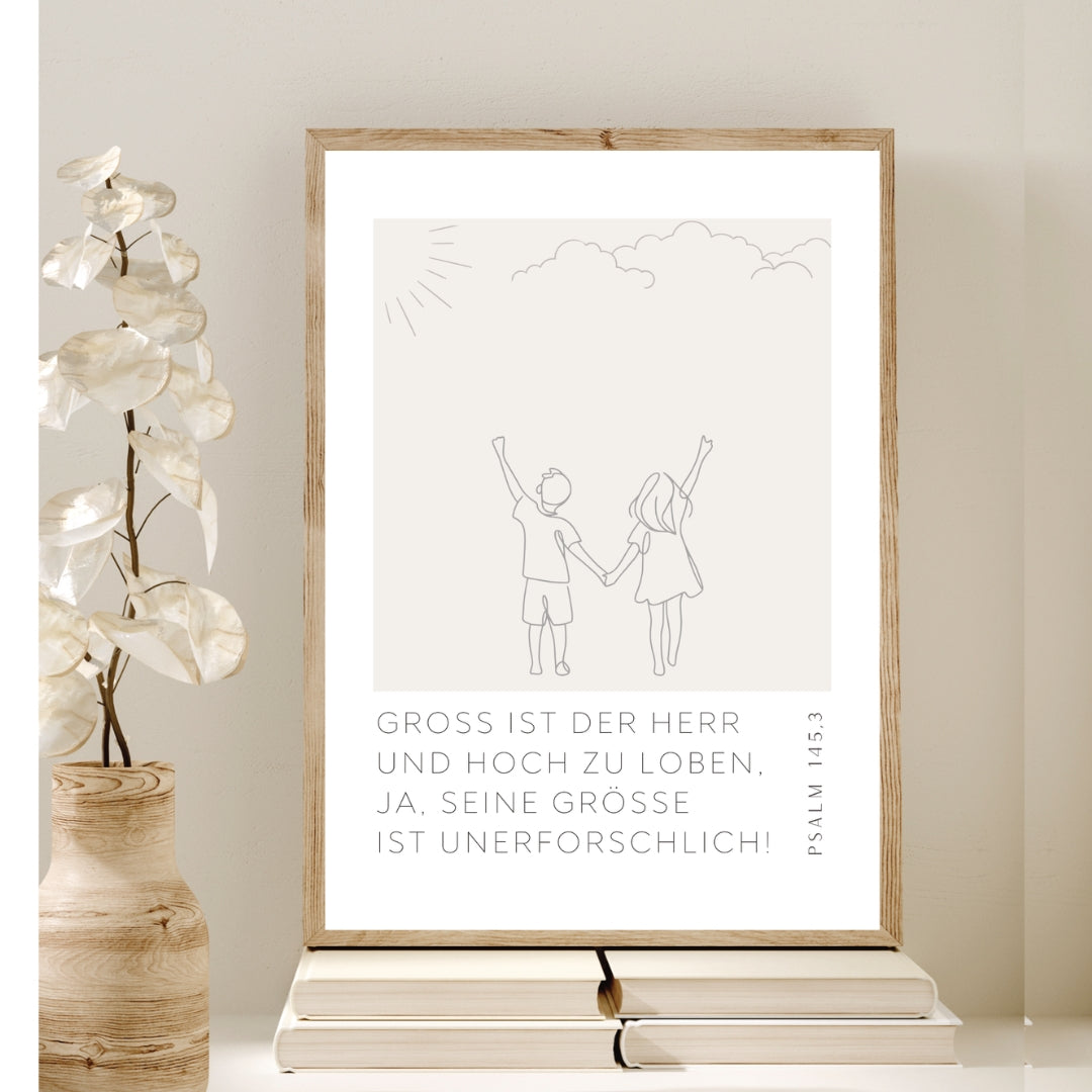 Leinwand-Poster · Kinder · "Groß ist der Herr" · A3/ A4/ A5 · Bibelvers
