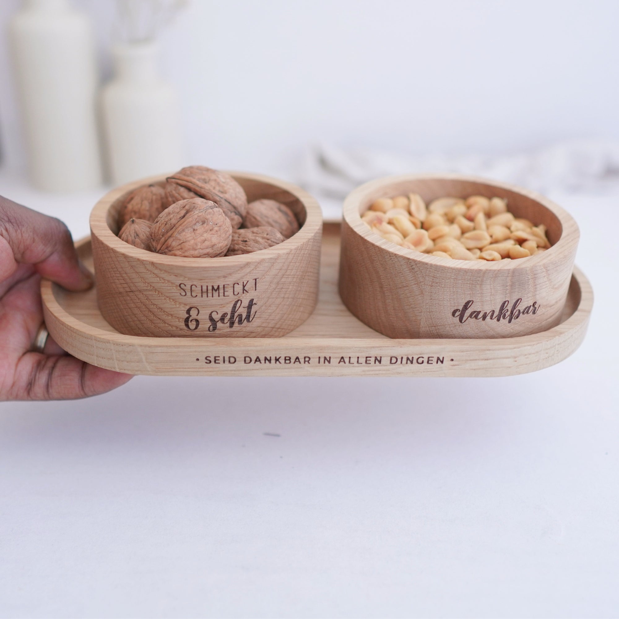 Kleine Holzschale · "schmeckt & seht" · Eiche